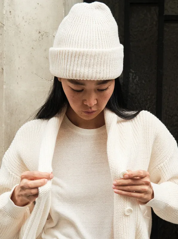 Sierra Beanie, Organic Tanguis Cotton, Ecru sold by Ozma