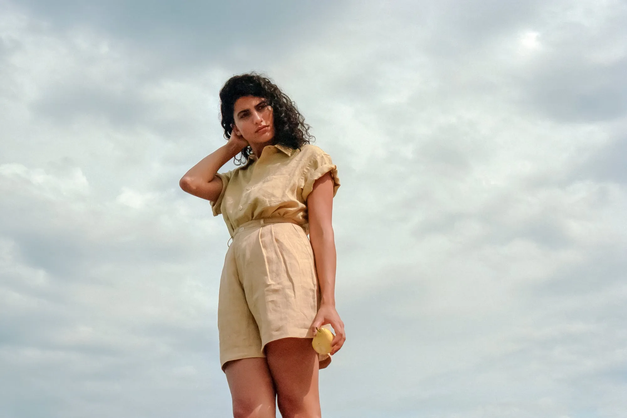 Pfeiffer Short, Laundered Linen, Hay sold by Ozma product image thumbnail 2