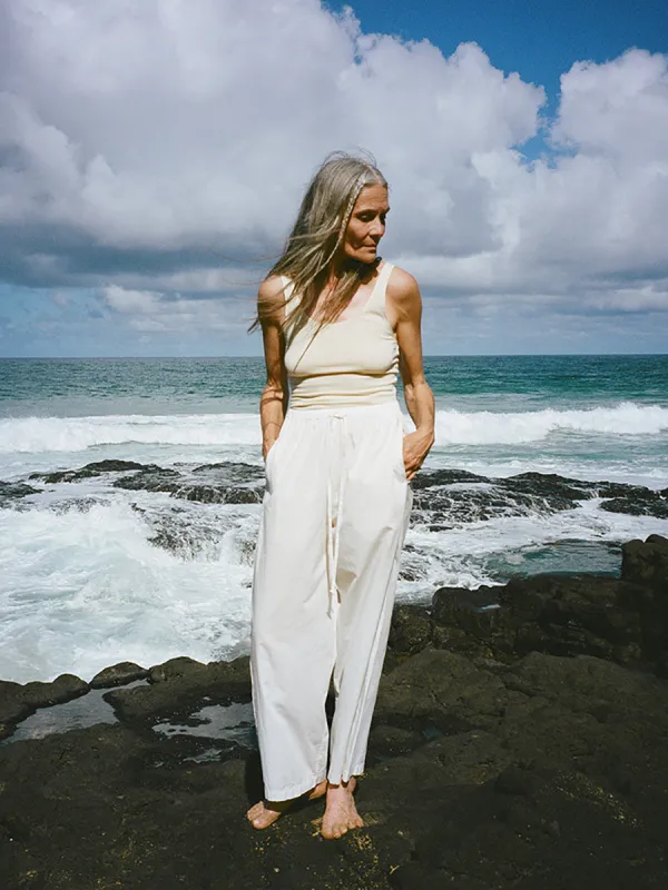 All Day Pant, Organic Cotton Poplin, Natural sold by Ozma