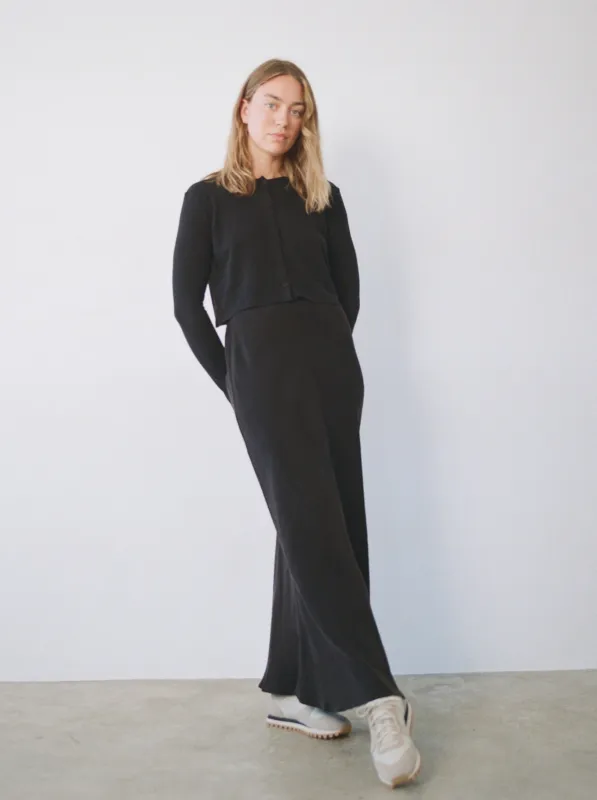 Harper Maxi Skirt, Japanese Cupro, Black sold by Ozma