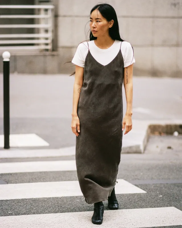 Anaise Slip Dress, Japanese Cupro, Walnut sold by Ozma