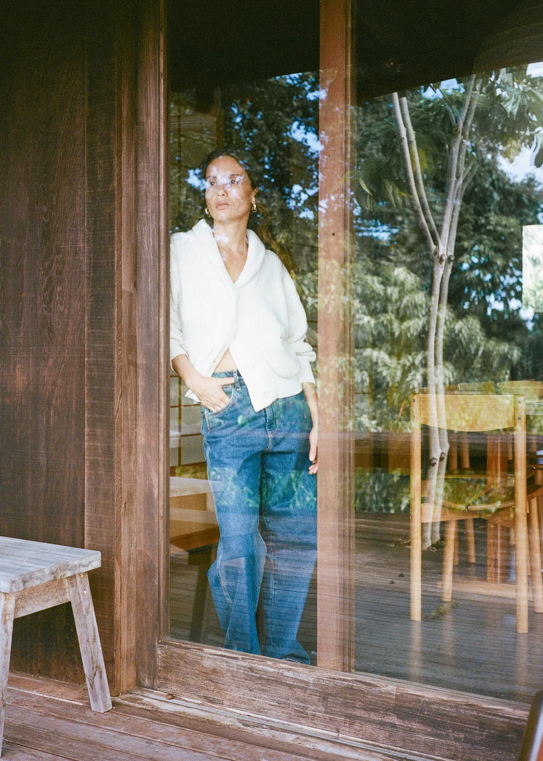 Sloan Cardigan, Organic Tanguis Cotton, Ecru sold by Ozma product image thumbnail 5