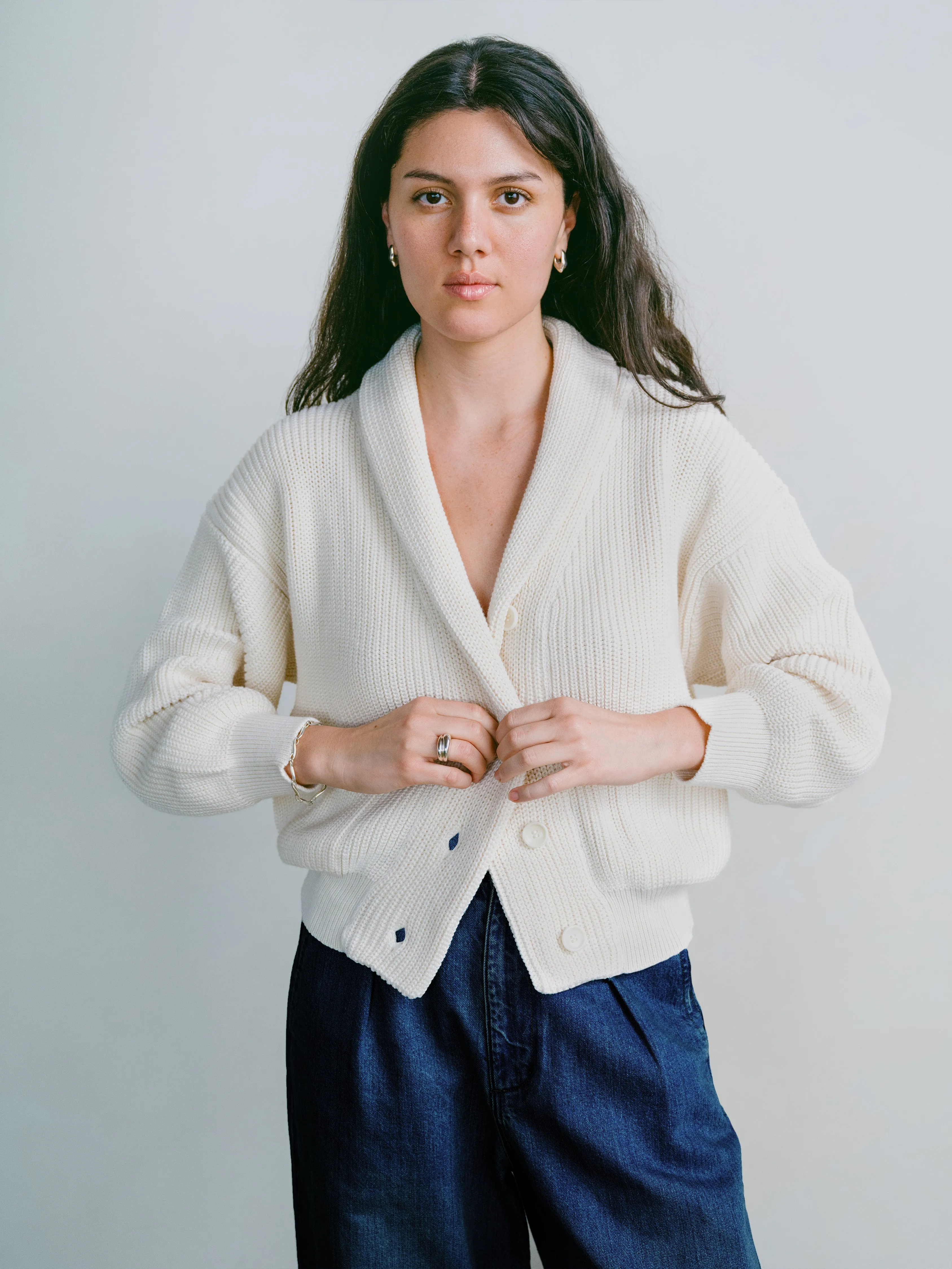 Sloan Cardigan, Organic Tanguis Cotton, Ecru sold by Ozma product image thumbnail 2