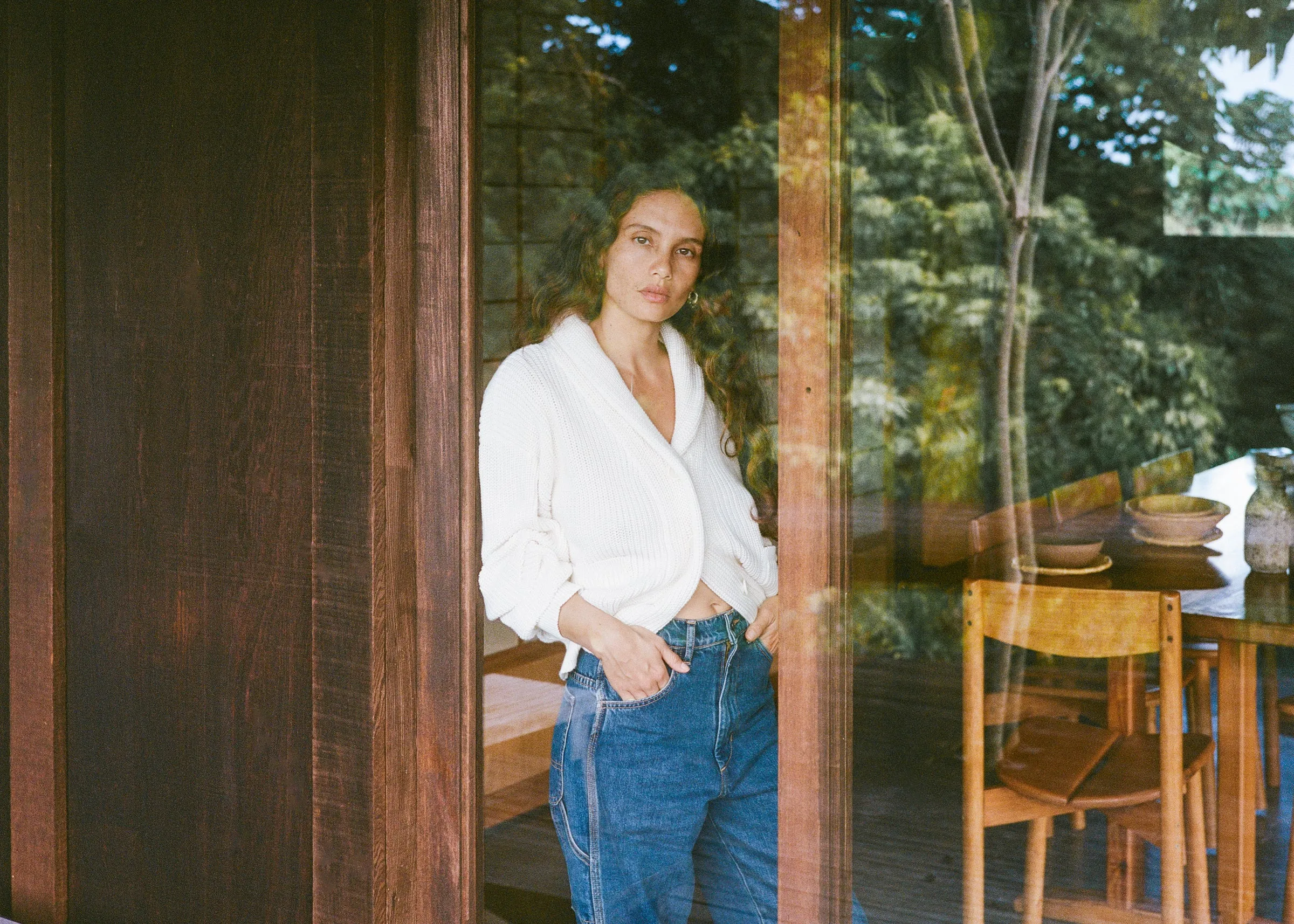 Sloan Cardigan, Organic Tanguis Cotton, Ecru sold by Ozma product image thumbnail 4