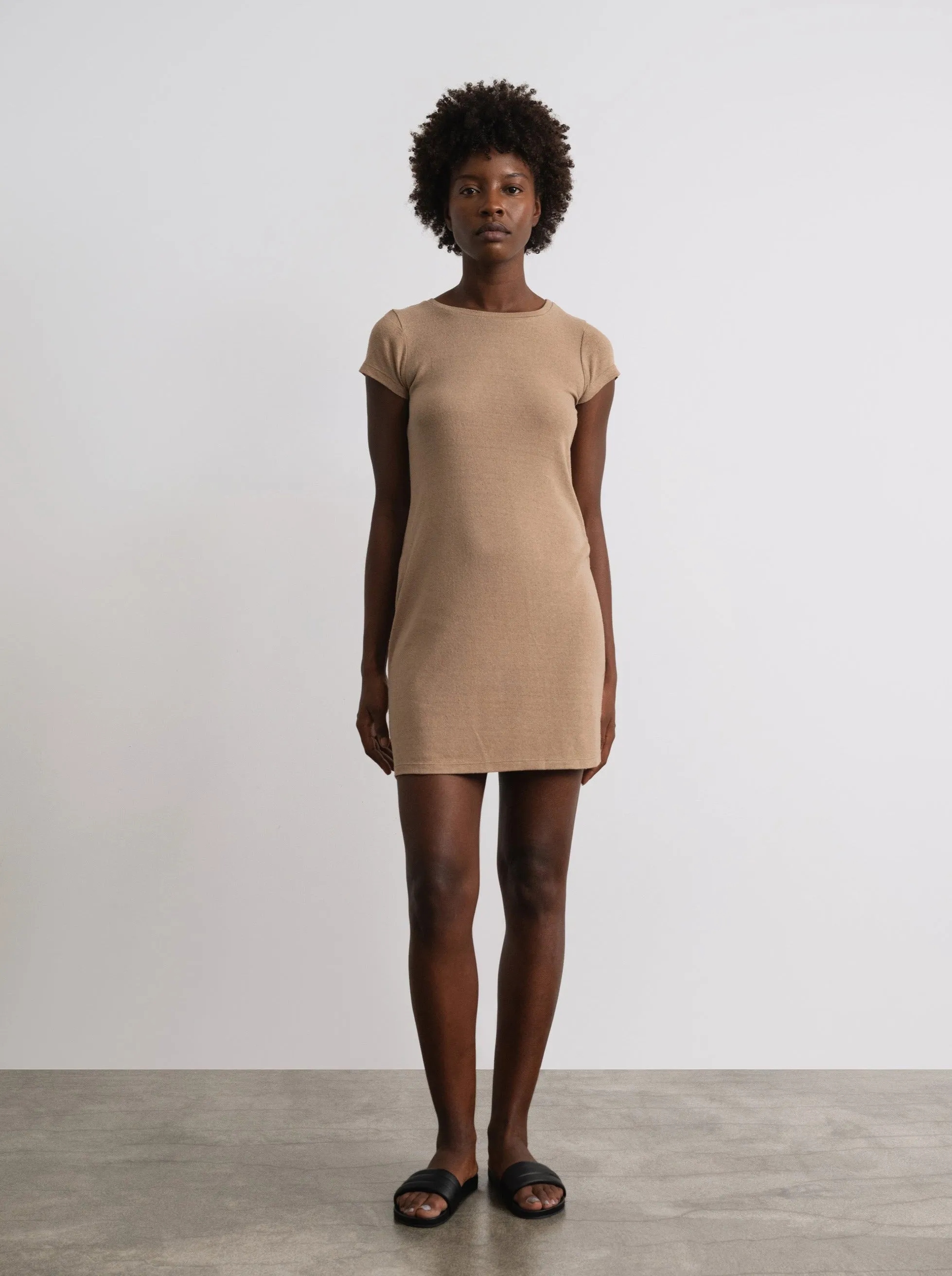 Mini Dress, Regen Silk Noil Jersey, Tea sold by Ozma