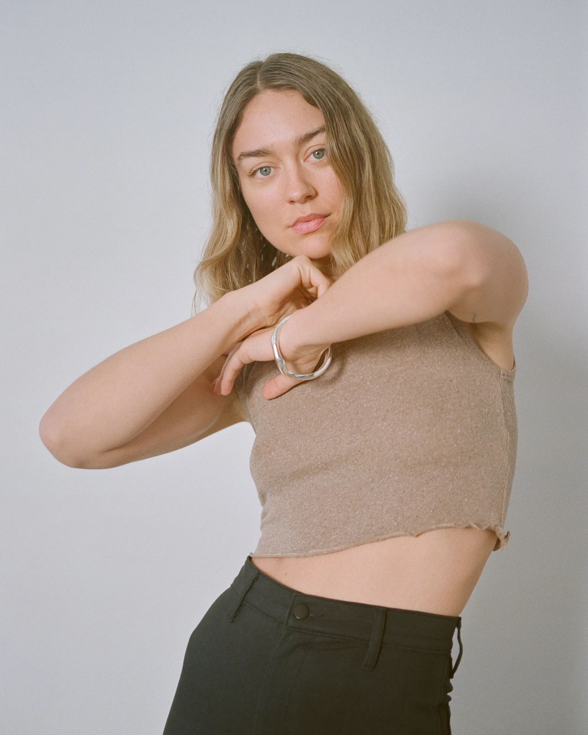 Tasi Crop, Regen Silk Noil Jersey, Twig Heather sold by Ozma product image thumbnail 4