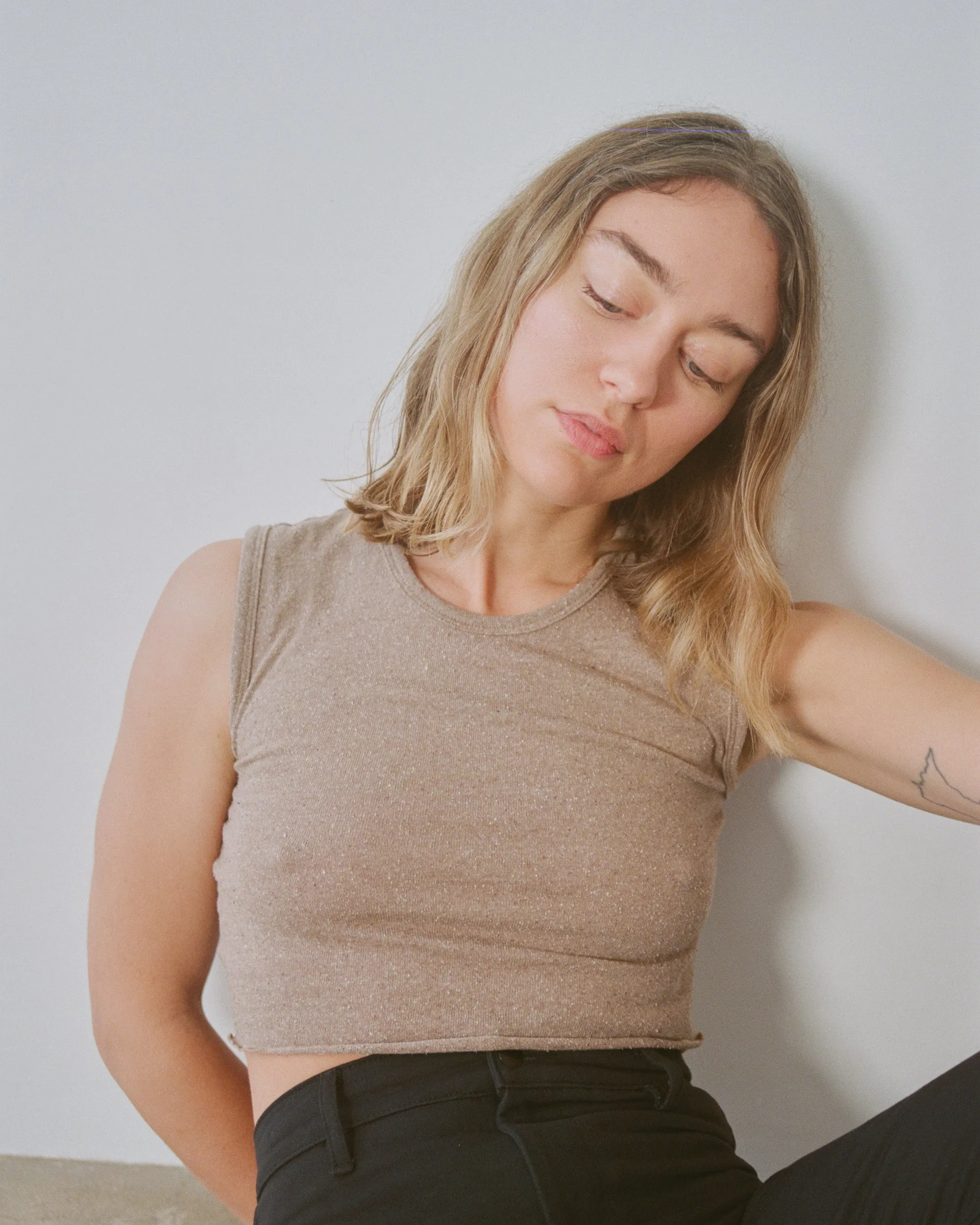 Tasi Crop, Regen Silk Noil Jersey, Twig Heather sold by Ozma product image thumbnail 2