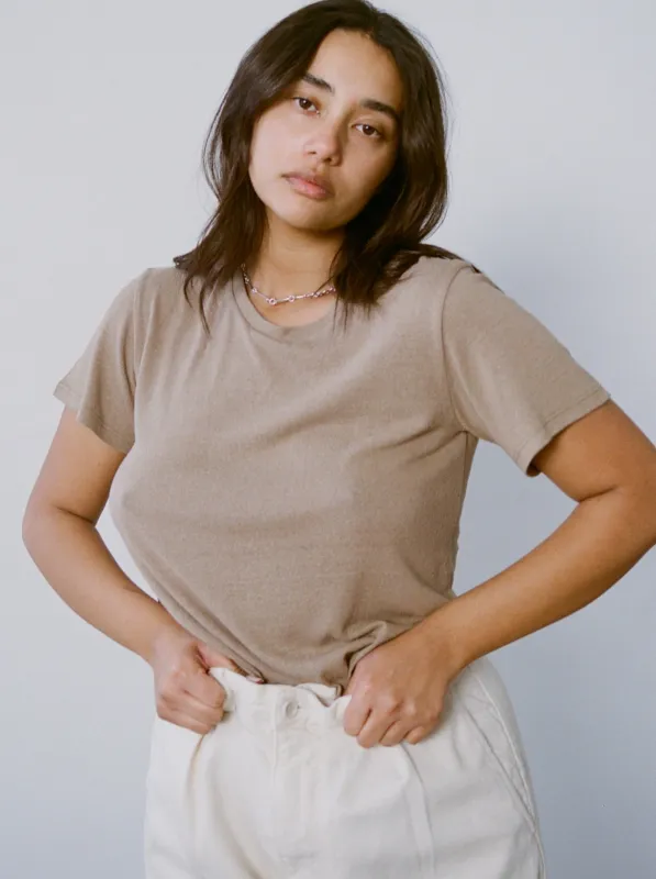 Classic Tee, Regen Silk Noil Jersey, Tea sold by Ozma