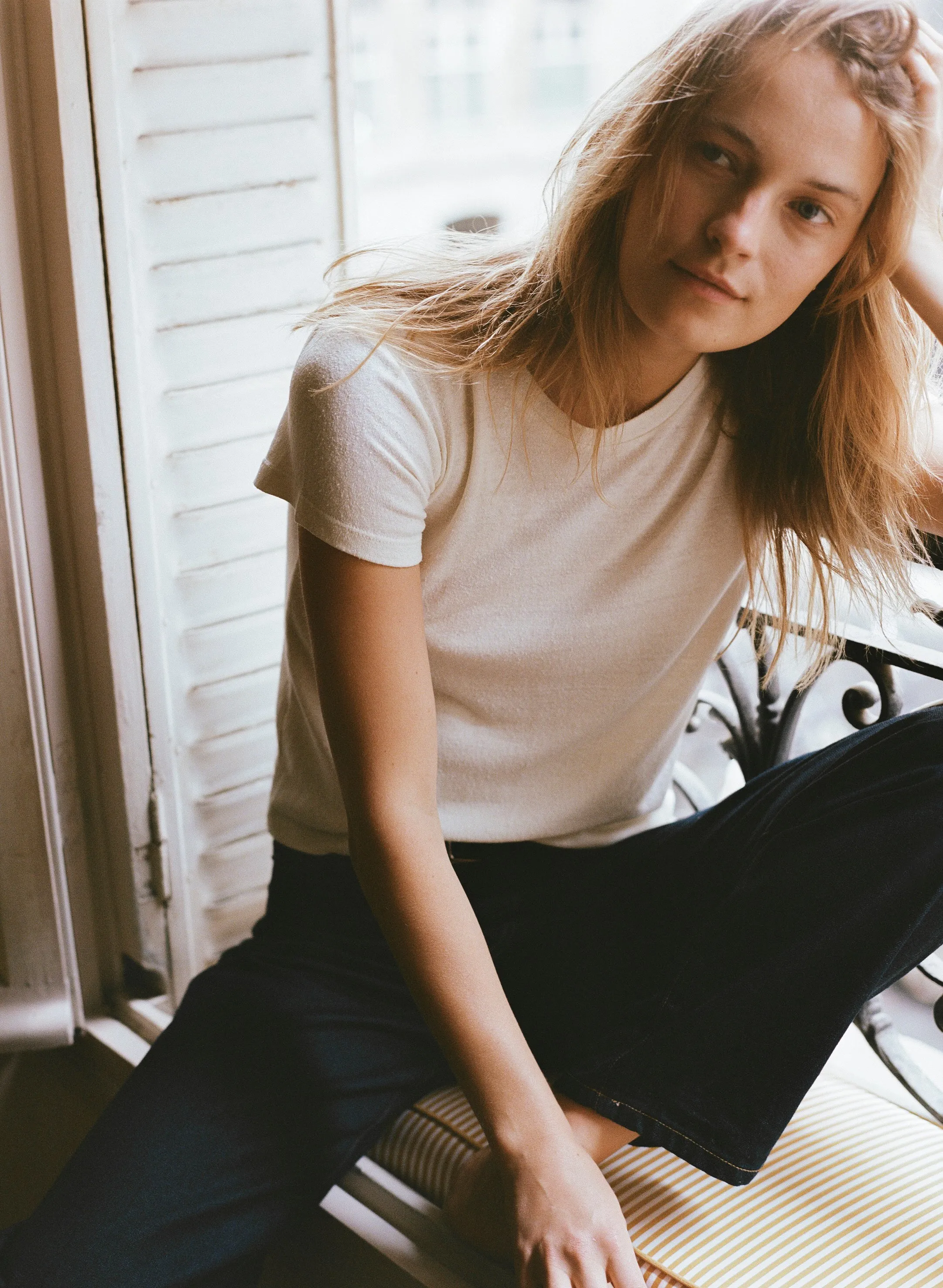 Classic Tee, Regen Silk Noil Jersey, Natural sold by Ozma