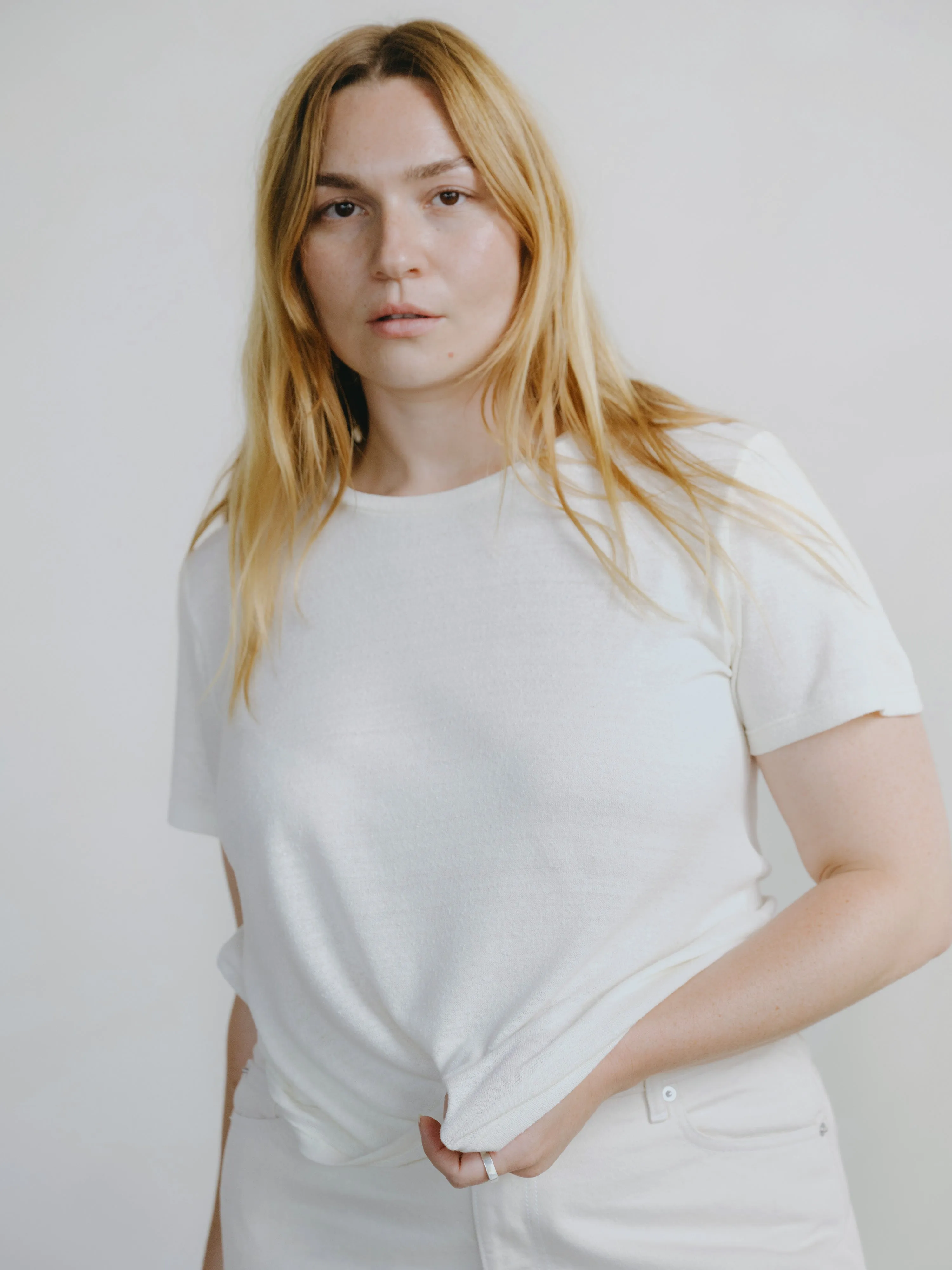 Classic Tee, Regen Silk Noil Jersey, Natural sold by Ozma product image thumbnail 5