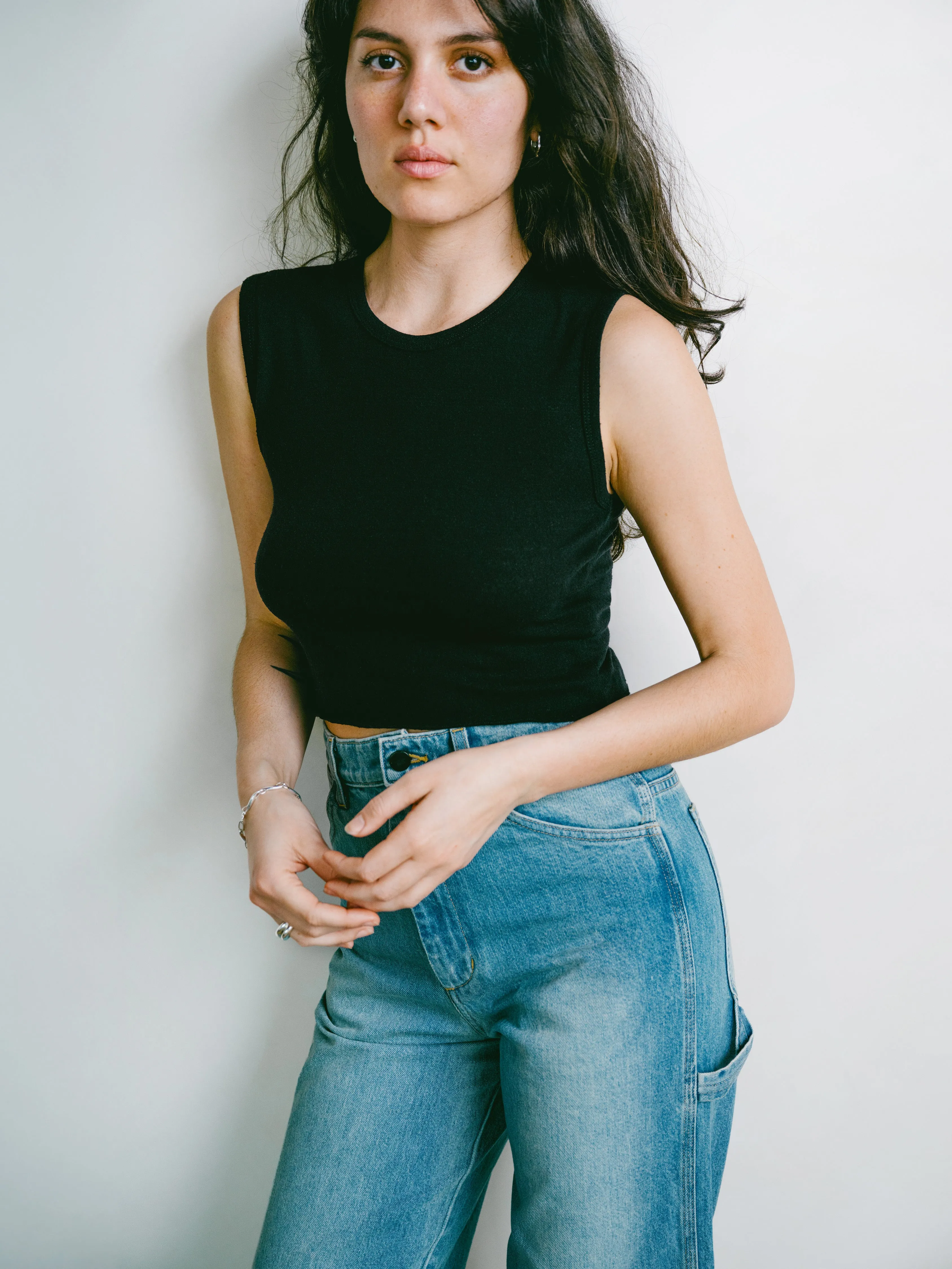Tasi Crop, Regen Silk Noil Jersey, Black sold by Ozma product image thumbnail 2