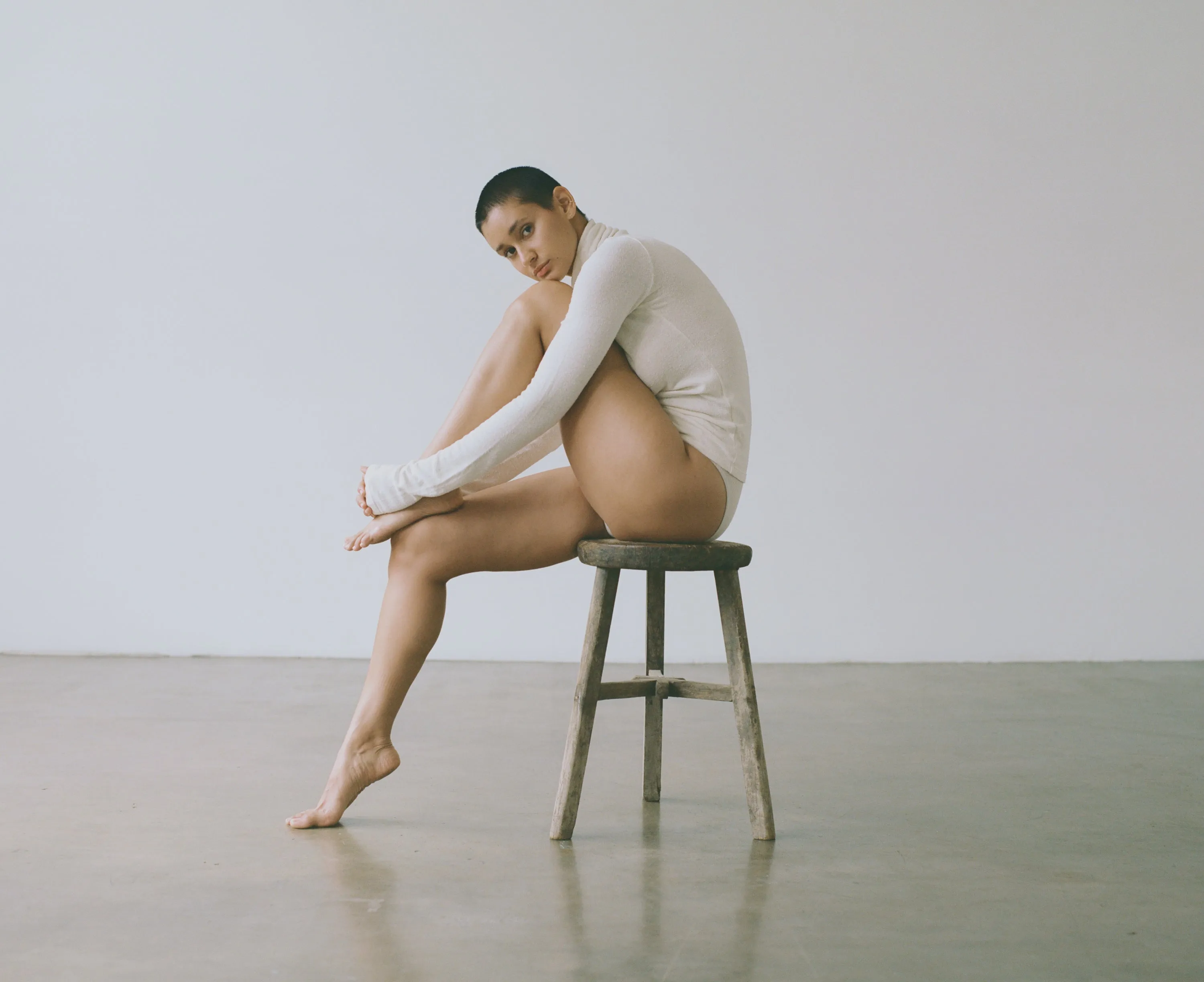 Marianne Turtleneck, Regen Silk Noil Jersey, Natural sold by Ozma product image thumbnail 5