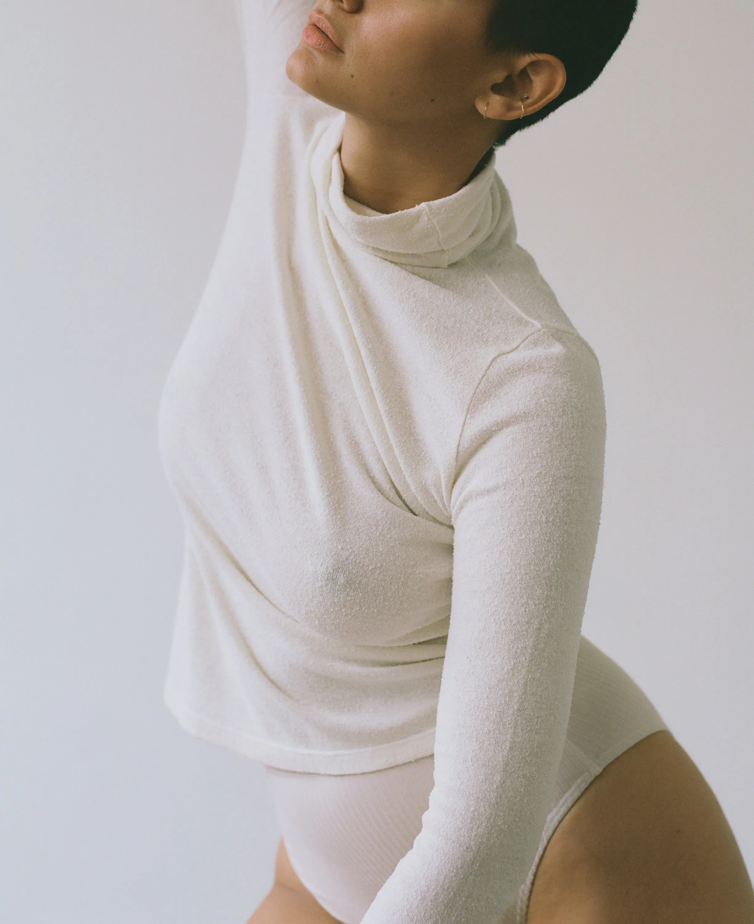 Marianne Turtleneck, Regen Silk Noil Jersey, Natural sold by Ozma product image thumbnail 2