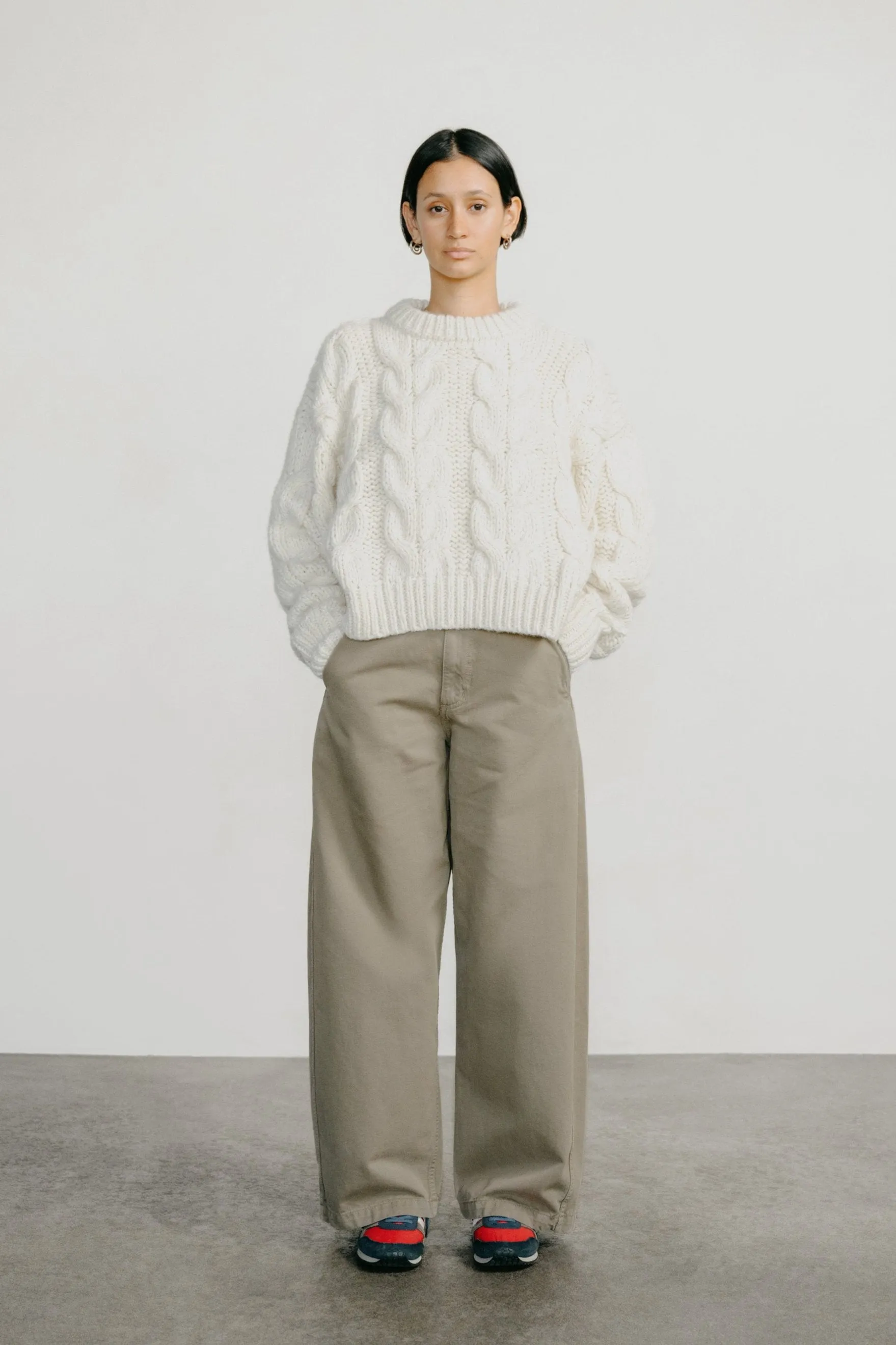 (Imperfect) Wide Leg Chino, Organic Twill, Olive Khaki sold by Ozma
