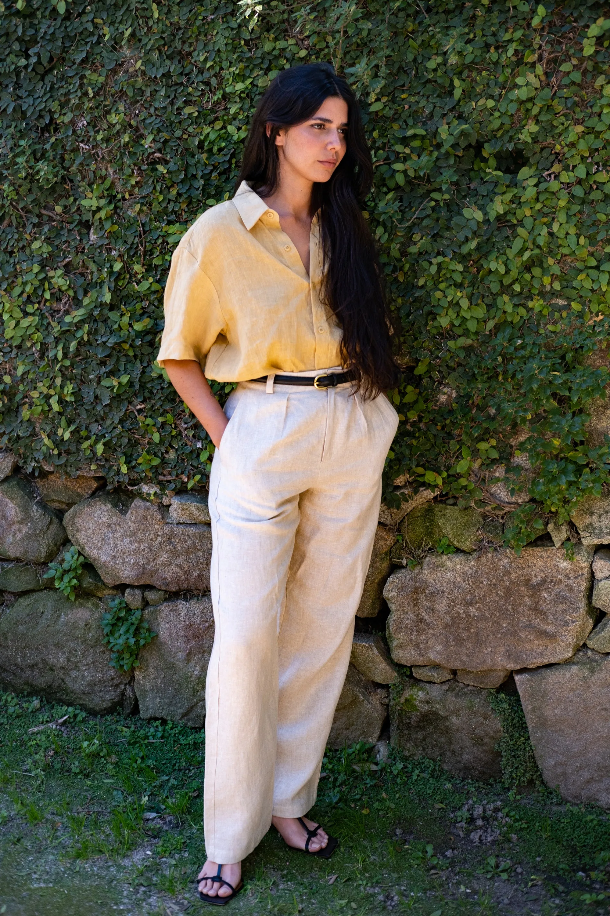 (Imperfect) Linen Trouser, Laundered Linen, Oatmeal sold by Ozma product image thumbnail 5