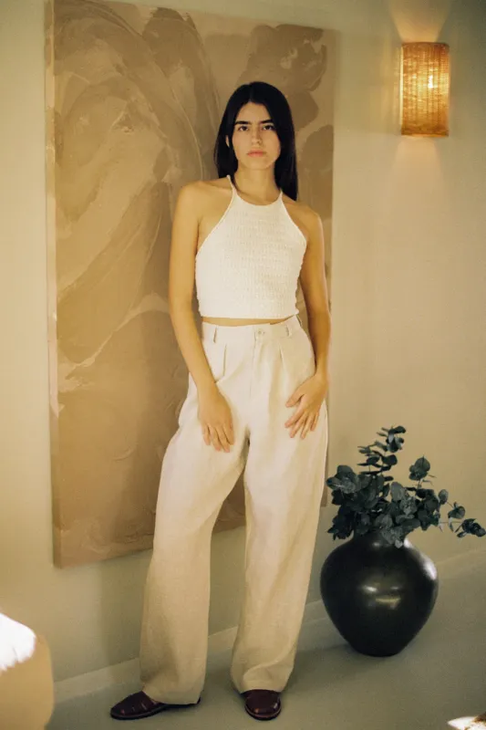 (Imperfect) Linen Trouser, Laundered Linen, Oatmeal sold by Ozma