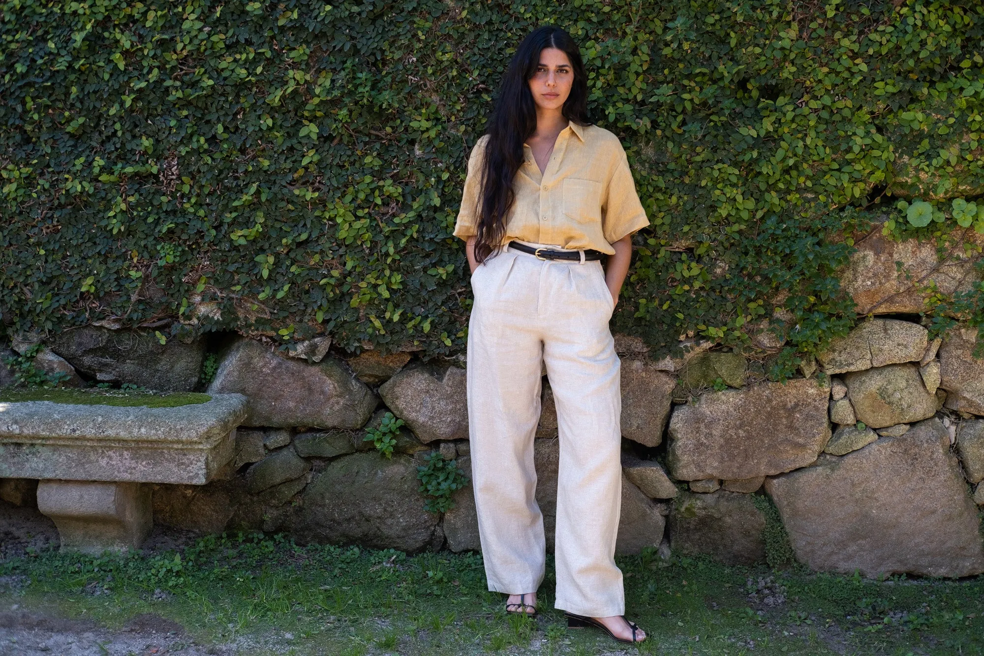 (Imperfect) Linen Trouser, Laundered Linen, Oatmeal sold by Ozma product image thumbnail 4