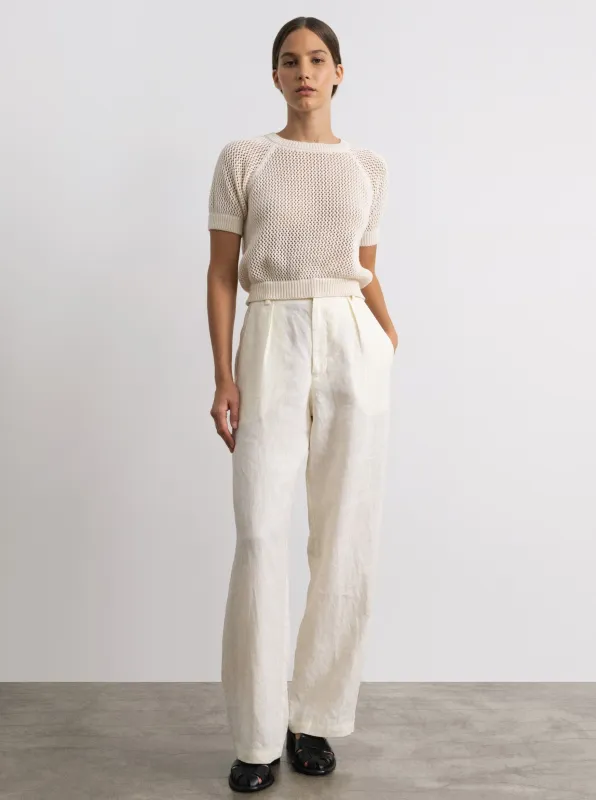 (Imperfect) Linen Trouser, Laundered Linen, Natural sold by Ozma