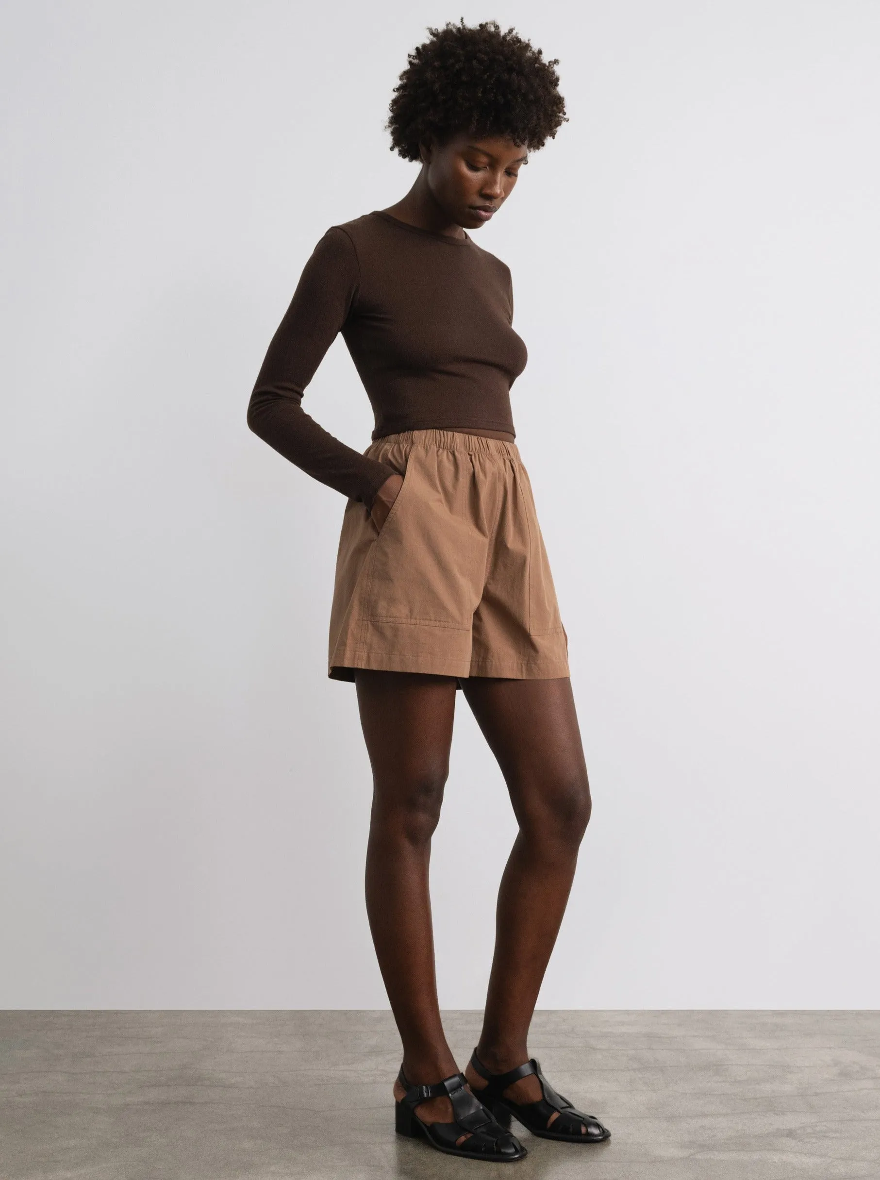 (Imperfect) Juno Short, Organic Cotton Poplin, Almond sold by Ozma product image thumbnail 2