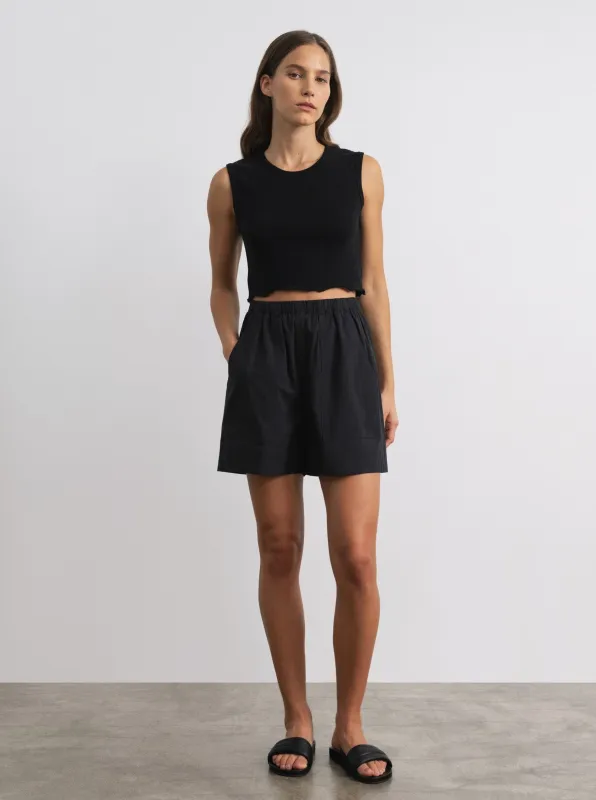 (Imperfect) Juno Short, Organic Cotton Poplin, Black made by Ozma