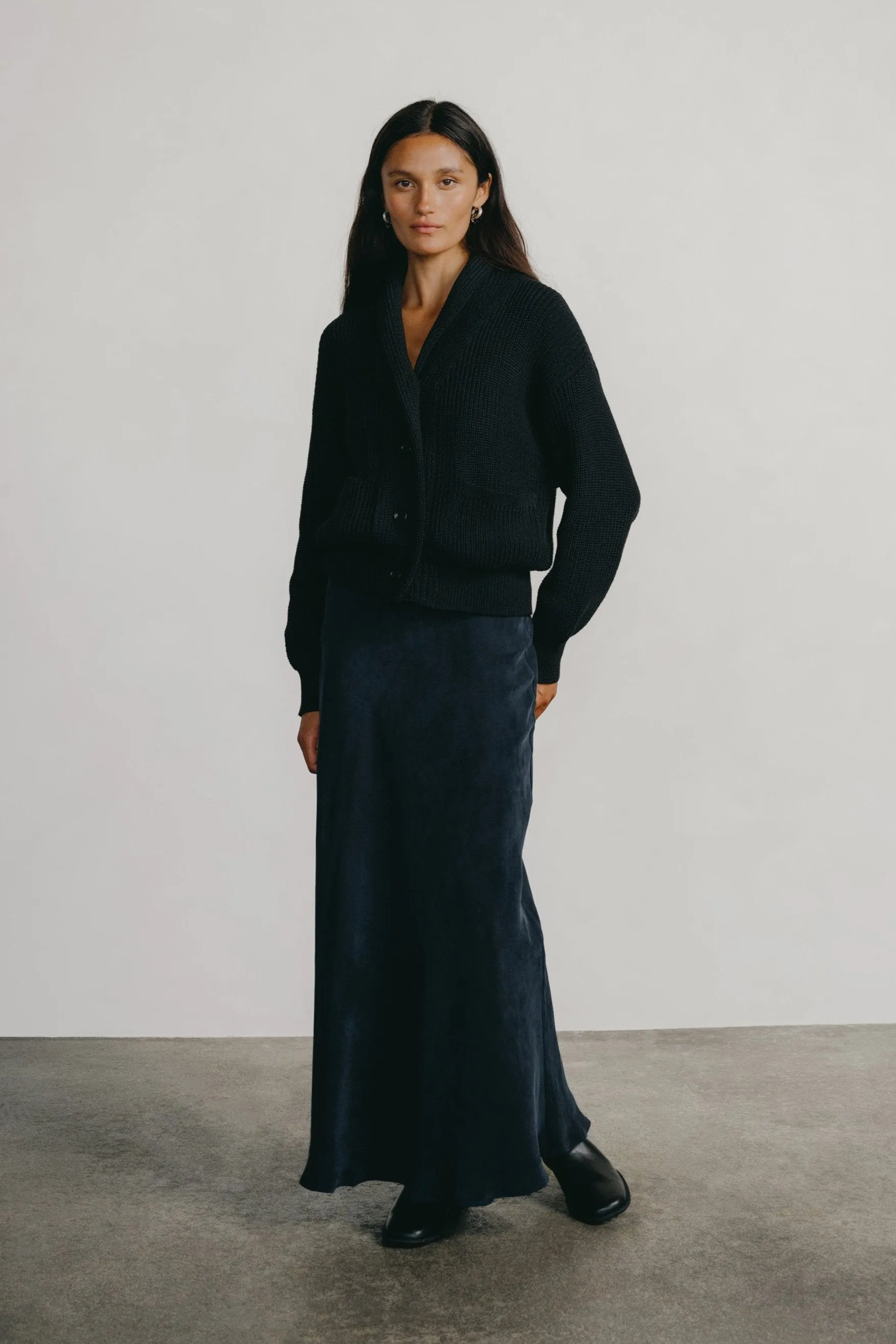 (Imperfect) Harper Maxi Skirt, Japanese Cupro, Midnight sold by Ozma product image thumbnail 2