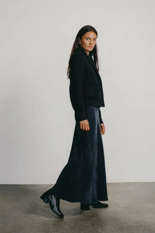 (Imperfect) Harper Maxi Skirt, Japanese Cupro, Midnight made by Ozma