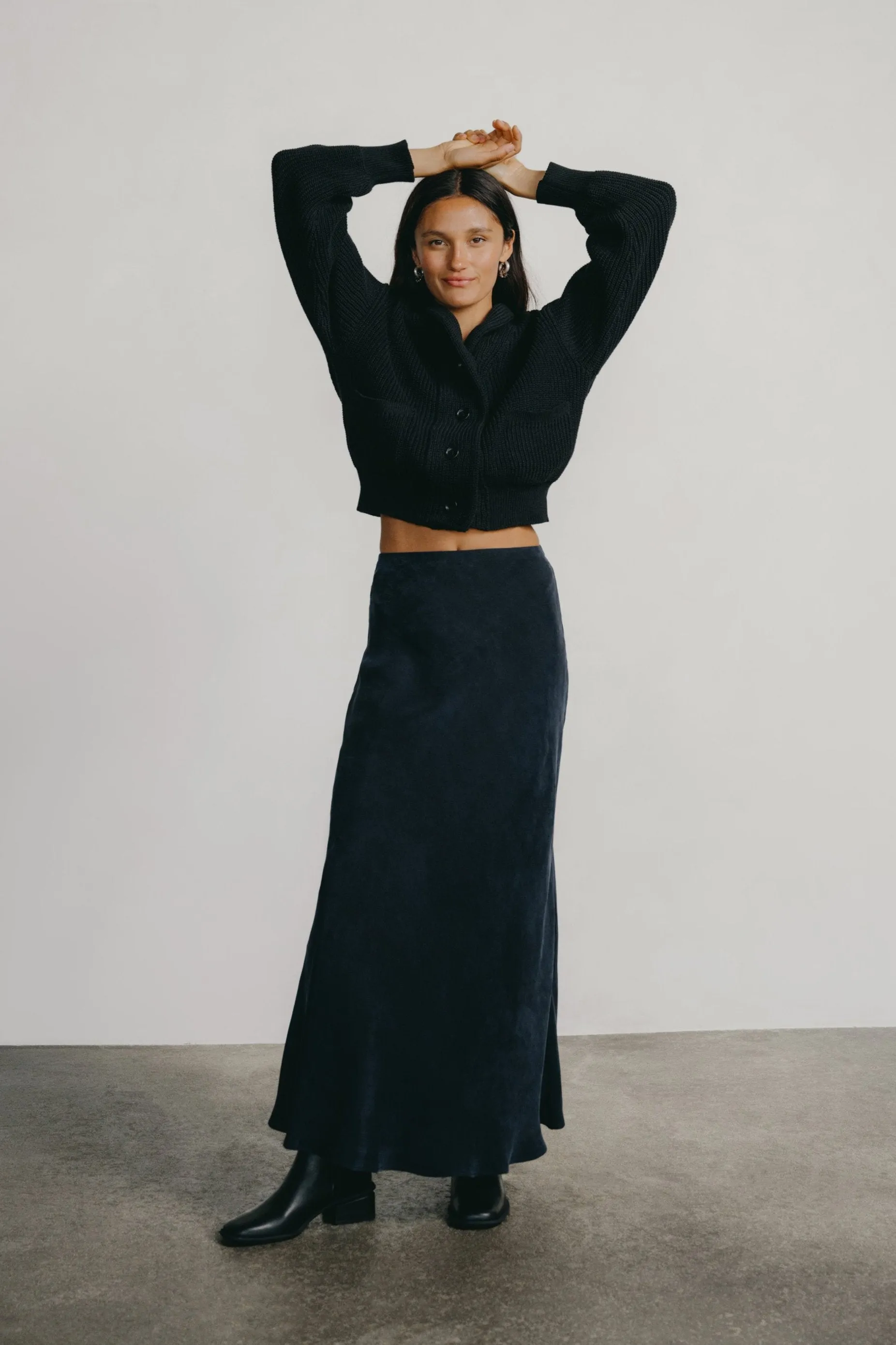 (Imperfect) Harper Maxi Skirt, Japanese Cupro, Midnight sold by Ozma product image thumbnail 3