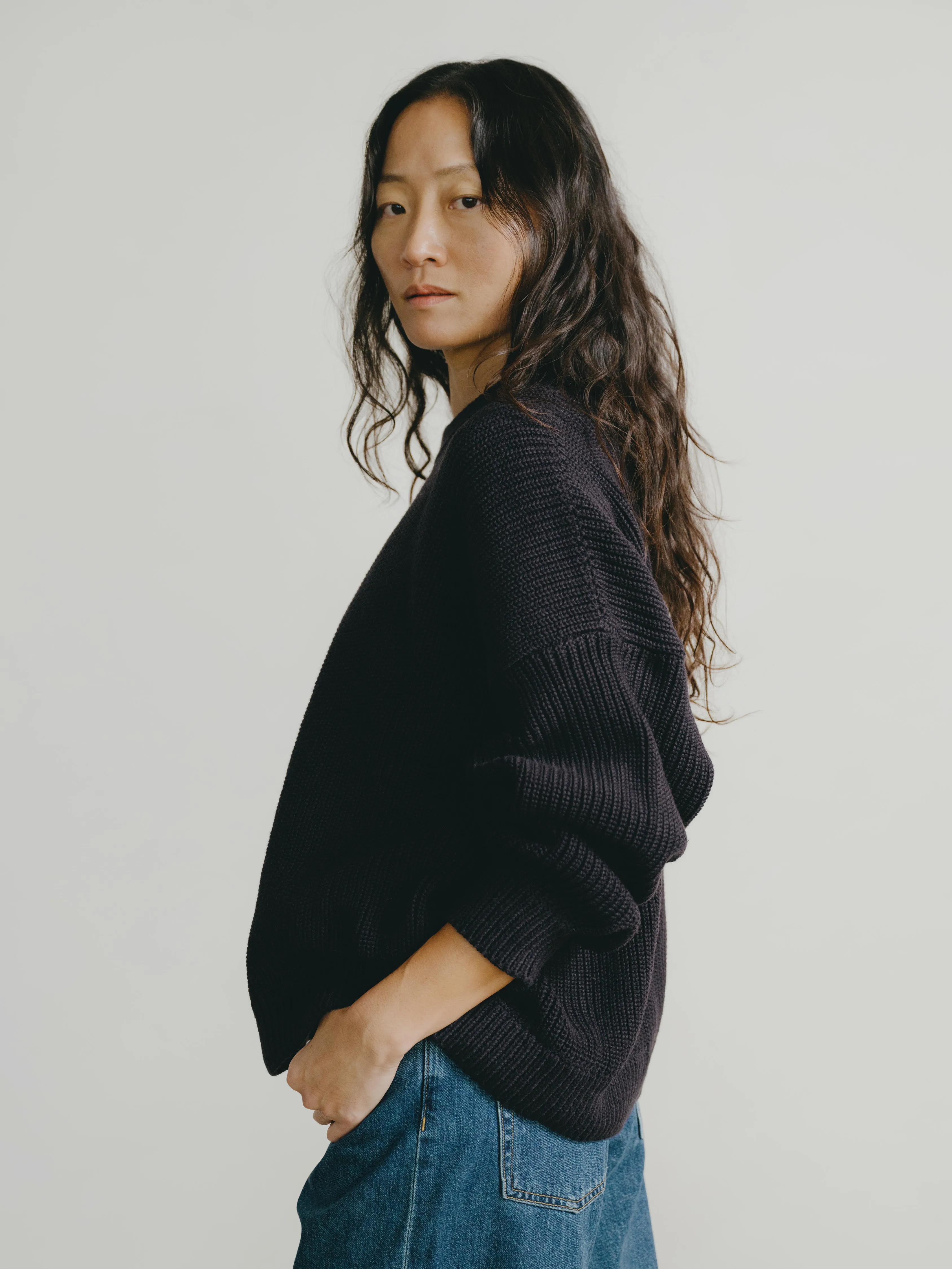 Chleo Crew, Organic Cotton, Navy sold by Ozma product image thumbnail 3