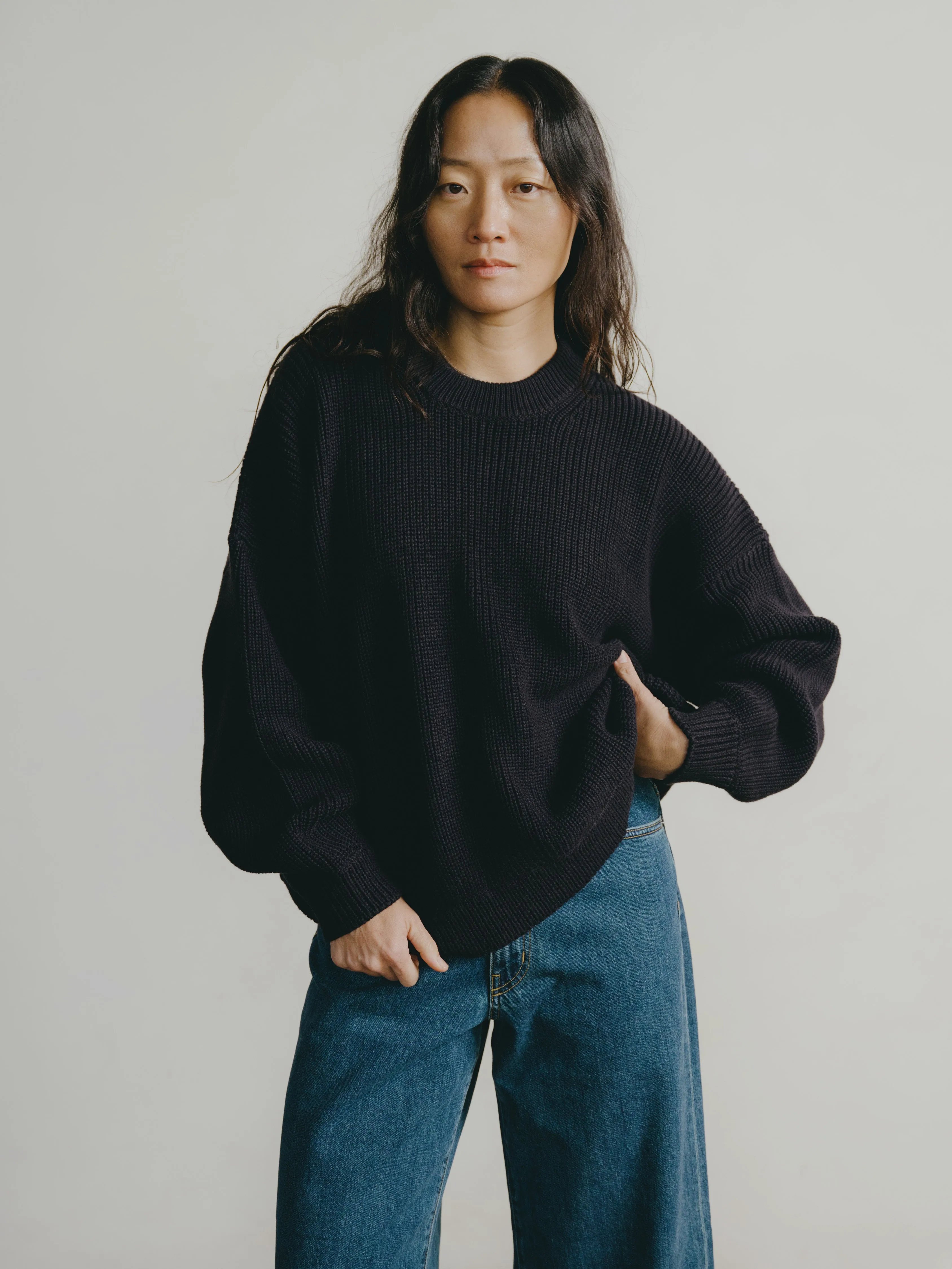 Chleo Crew, Organic Cotton, Navy sold by Ozma