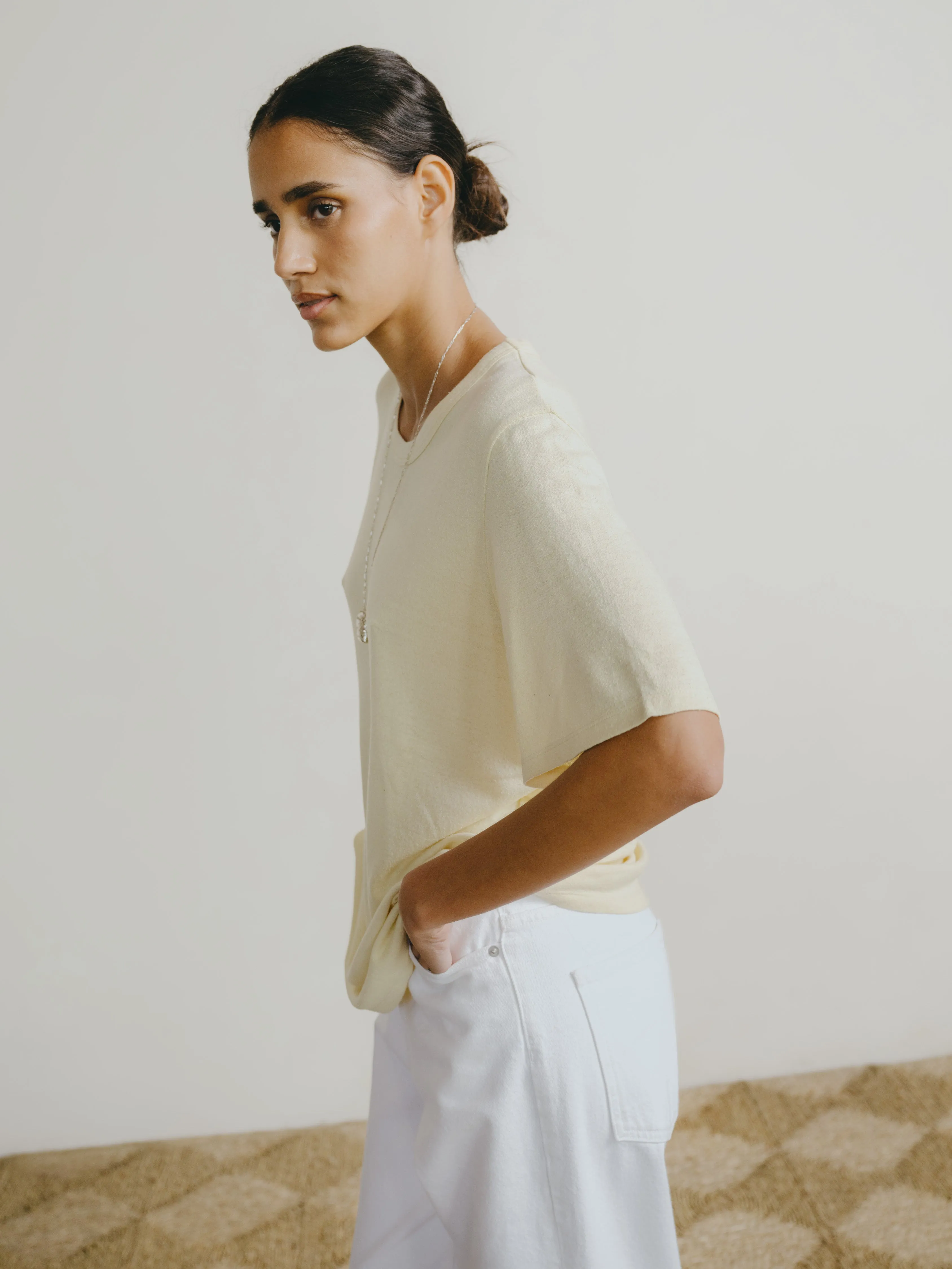 Bigger Tee, Regen Silk Noil Jersey, Butter sold by Ozma product image thumbnail 3