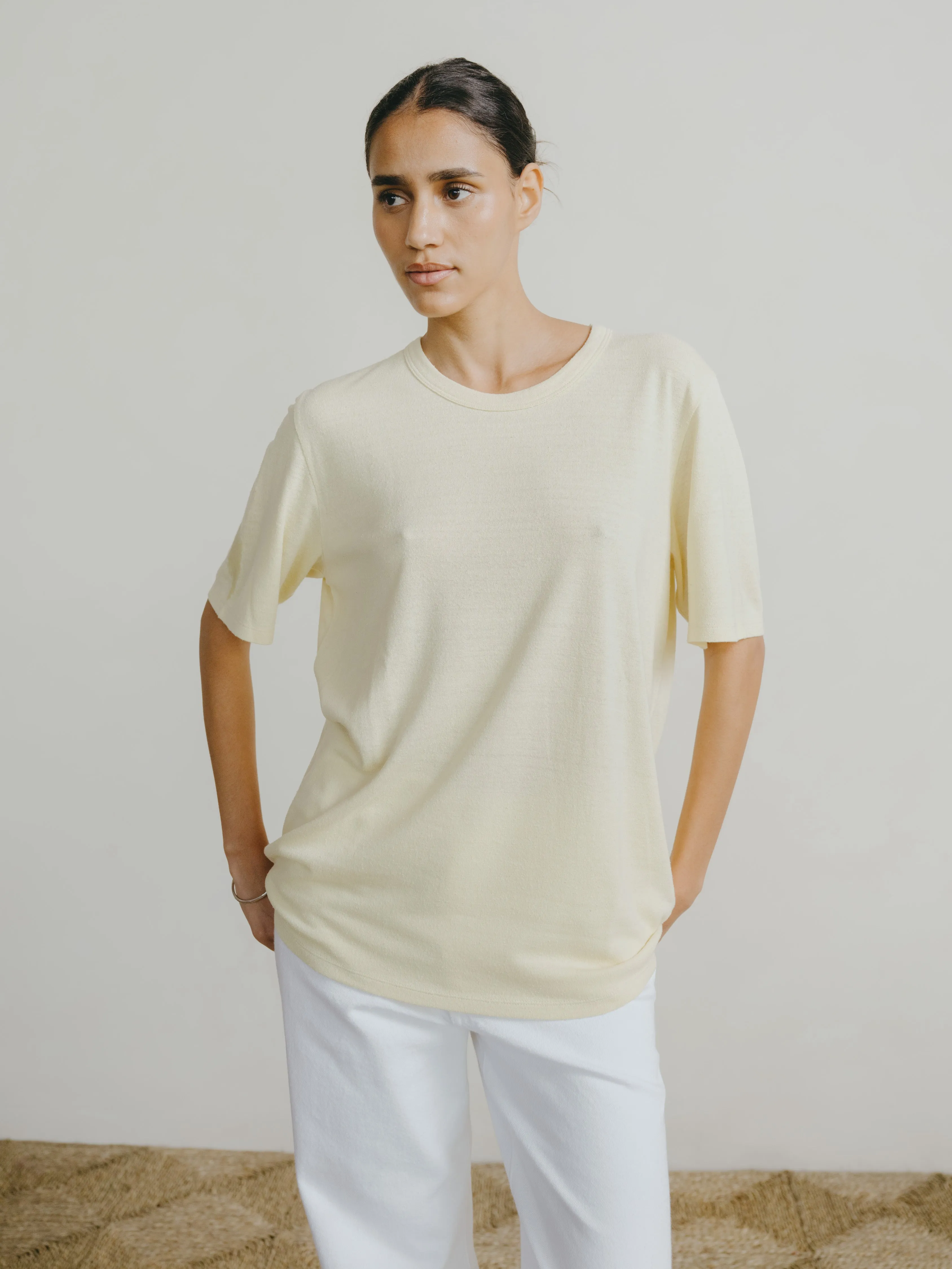 Bigger Tee, Regen Silk Noil Jersey, Butter sold by Ozma product image thumbnail 2