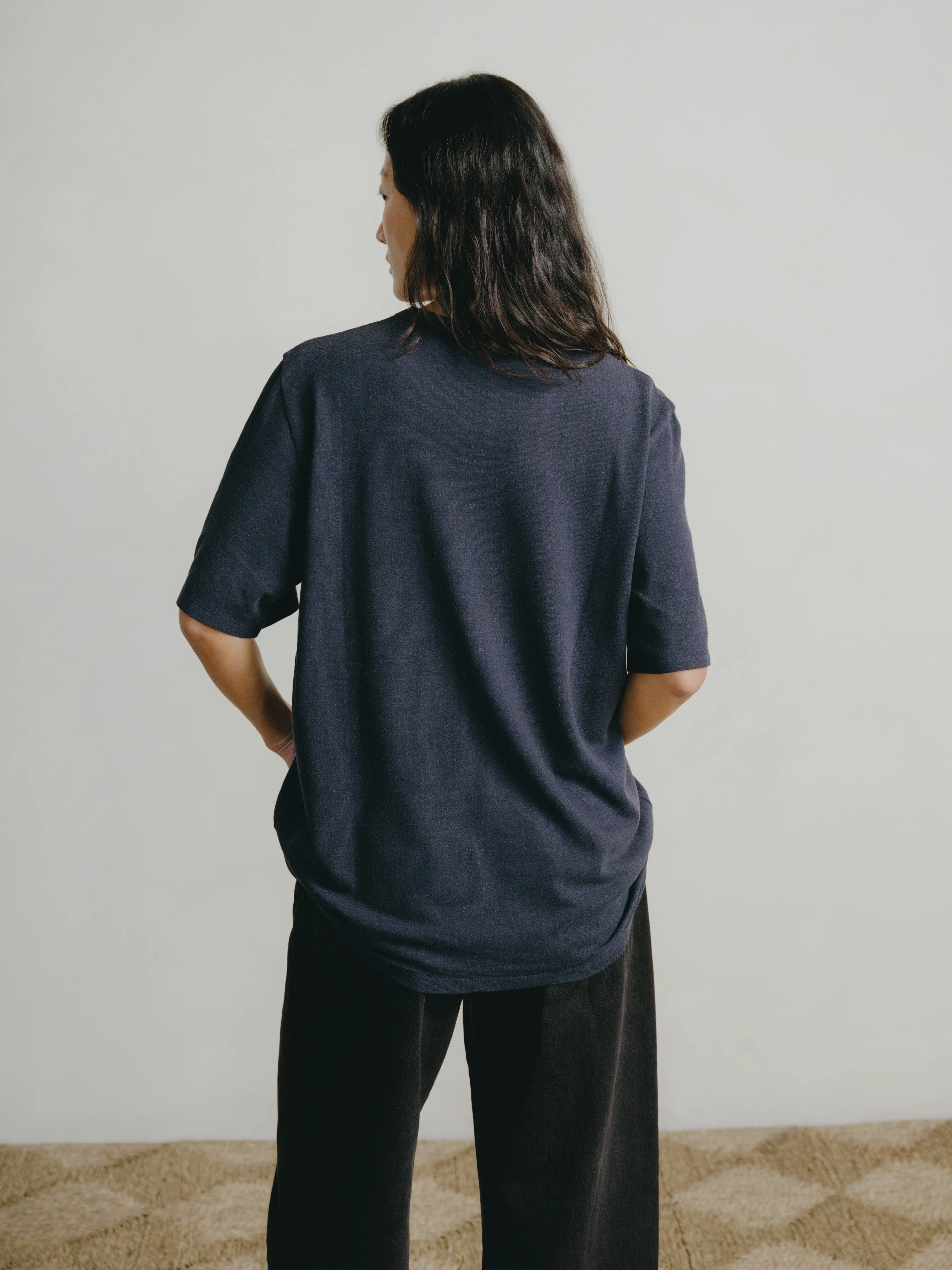 Bigger Tee, Regen Silk Noil Jersey, Navy sold by Ozma product image thumbnail 4