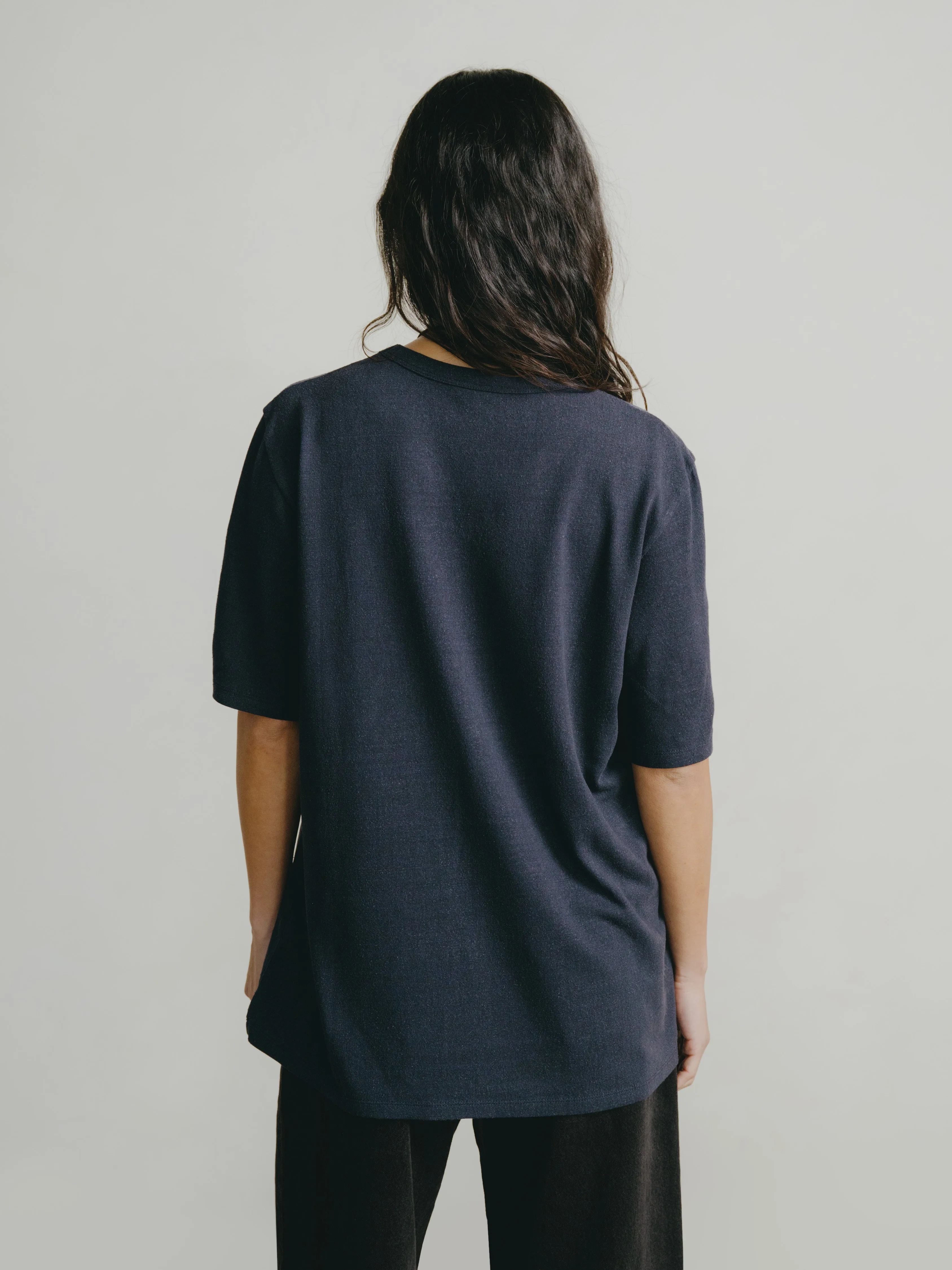 Bigger Tee, Regen Silk Noil Jersey, Navy sold by Ozma product image thumbnail 3
