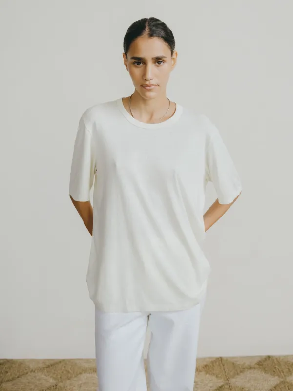 Bigger Tee, Regen Silk Noil Jersey, Natural made by Ozma