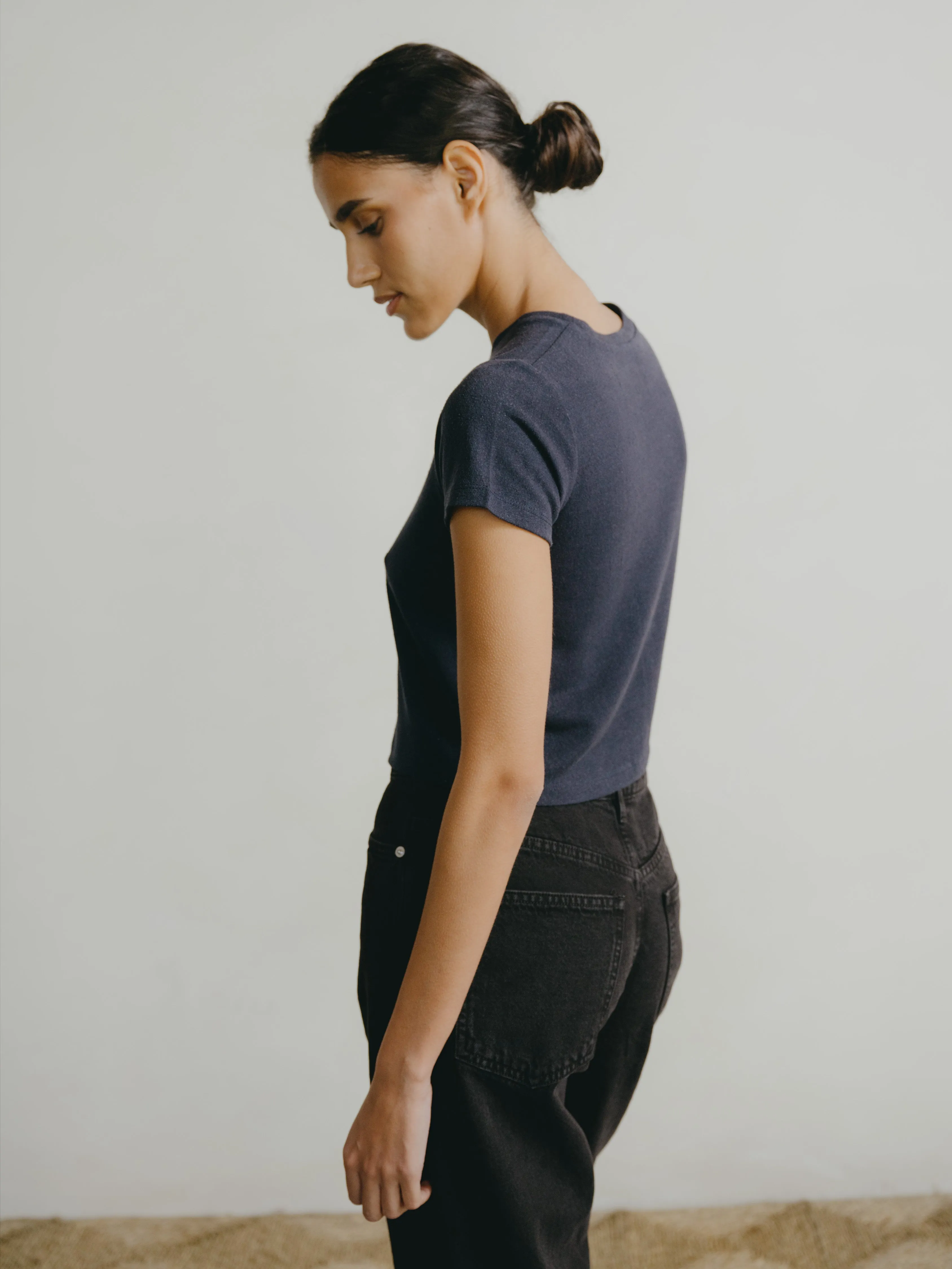 Lou Tee, Regen Silk Noil Jersey, Navy sold by Ozma product image thumbnail 3
