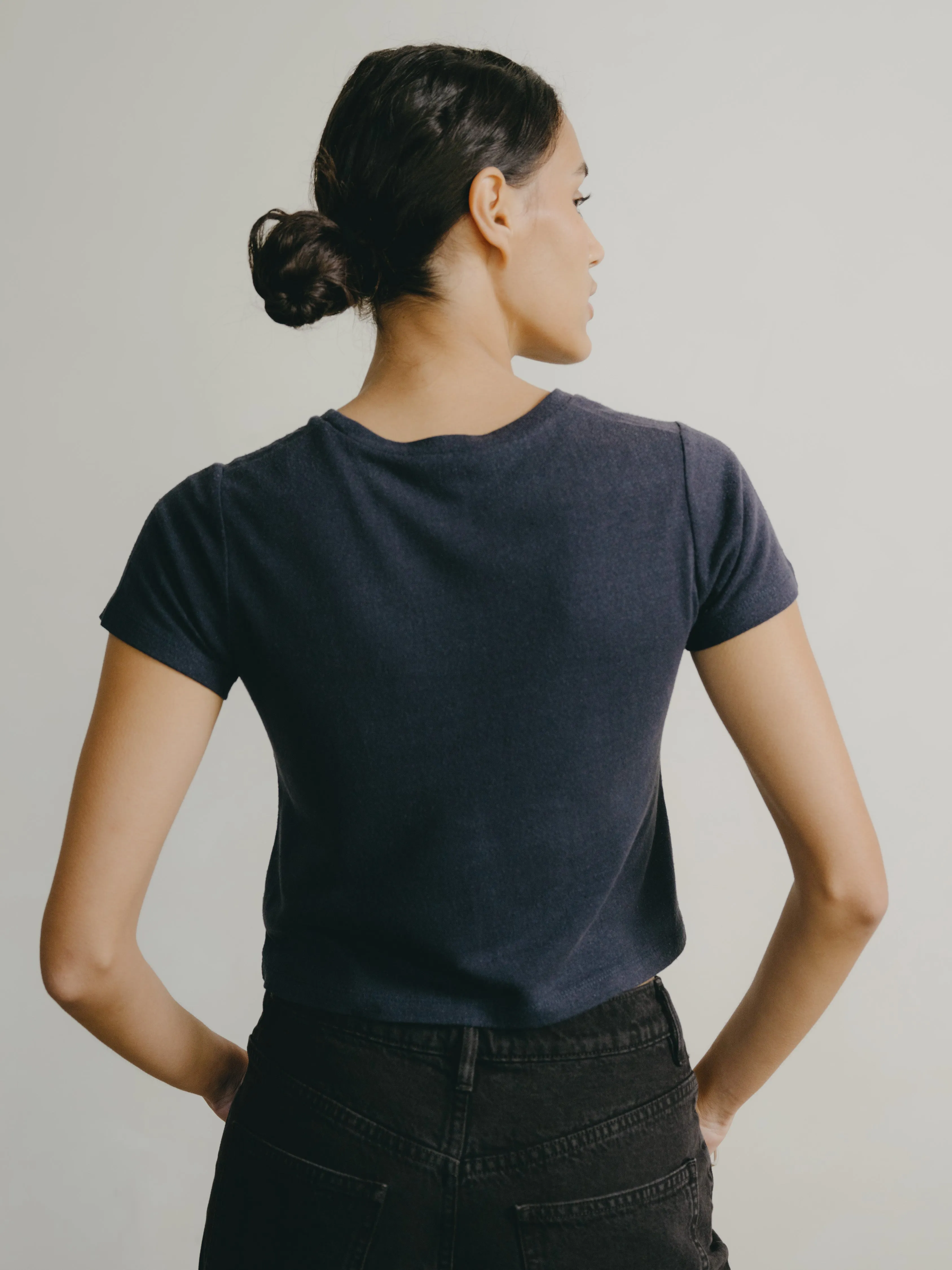 Lou Tee, Regen Silk Noil Jersey, Navy sold by Ozma product image thumbnail 4