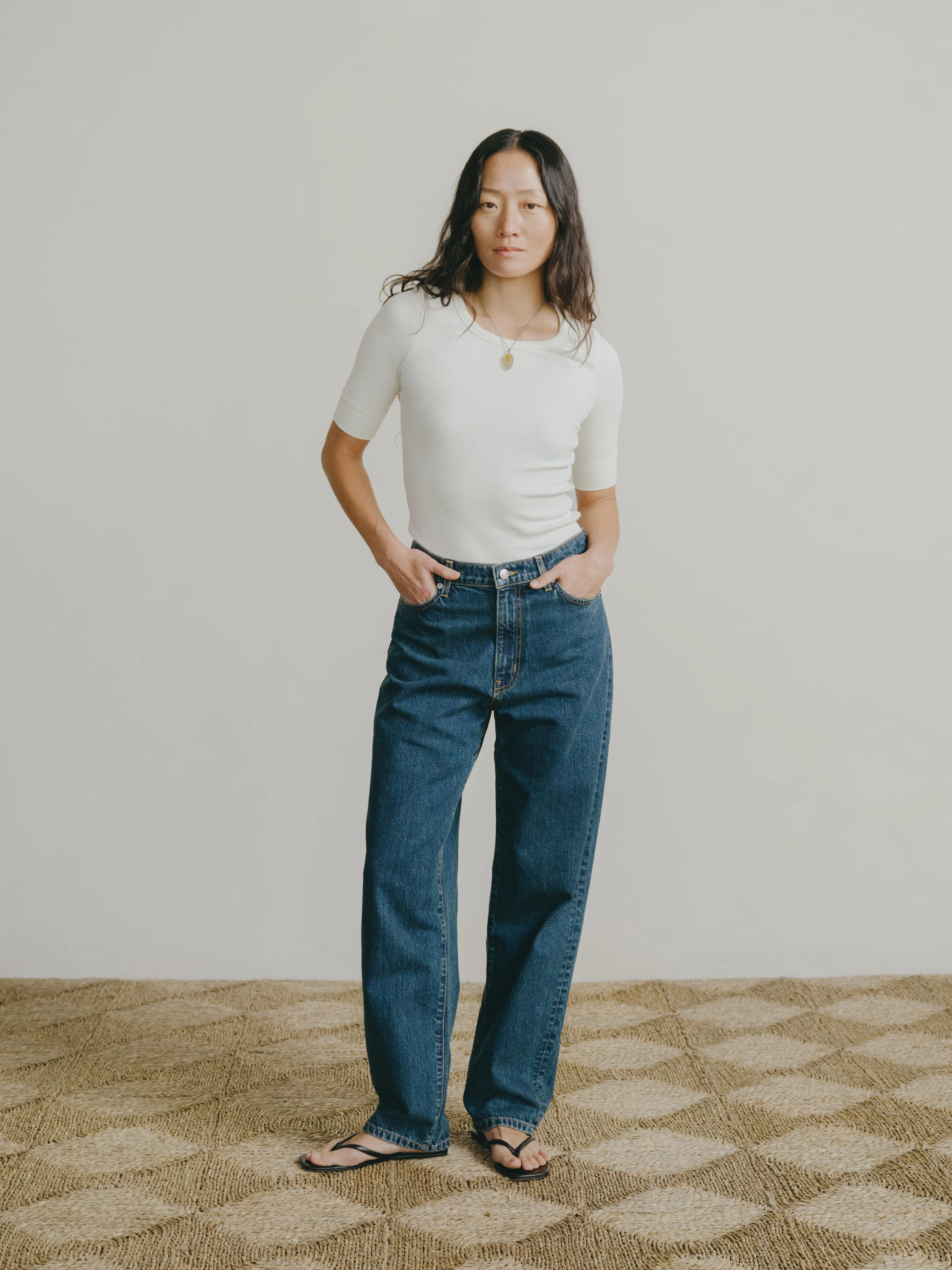 Rib Tee, Ribbed Silk Noil Jersey, Natural sold by Ozma product image thumbnail 3