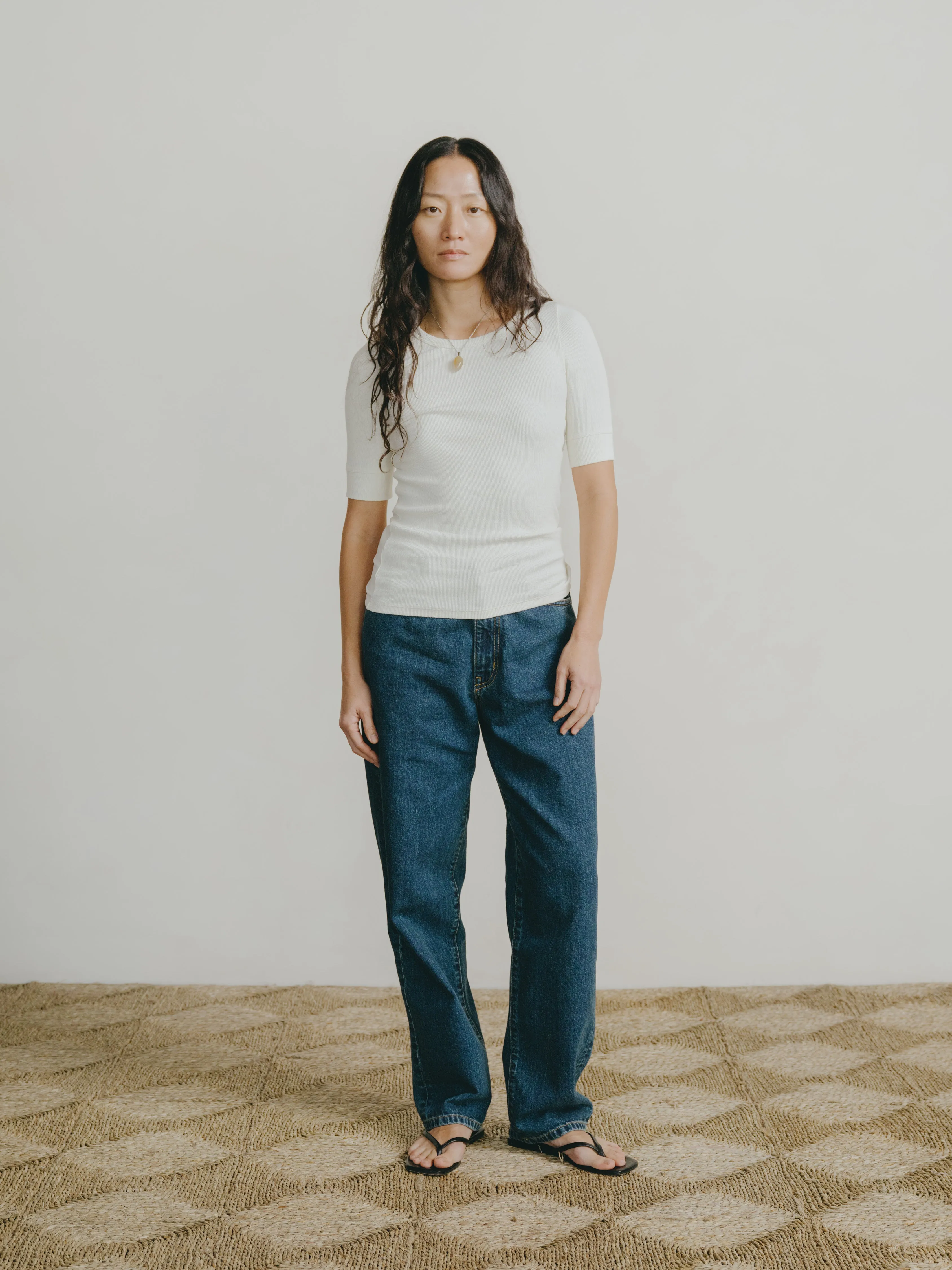 Rib Tee, Ribbed Silk Noil Jersey, Natural sold by Ozma product image thumbnail 2