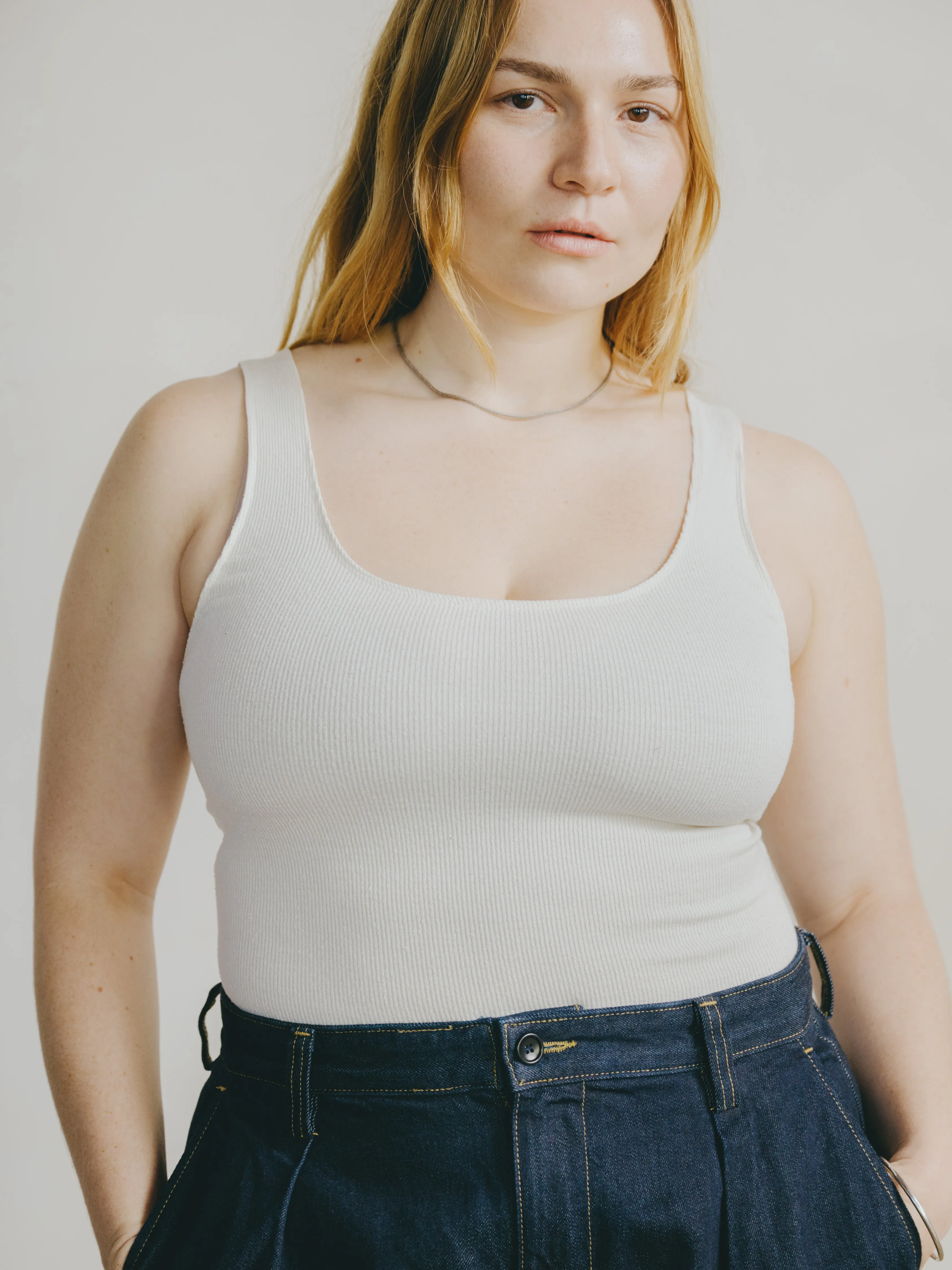 Christy Bodysuit, Ribbed Silk Noil Jersey, Natural sold by Ozma product image thumbnail 3