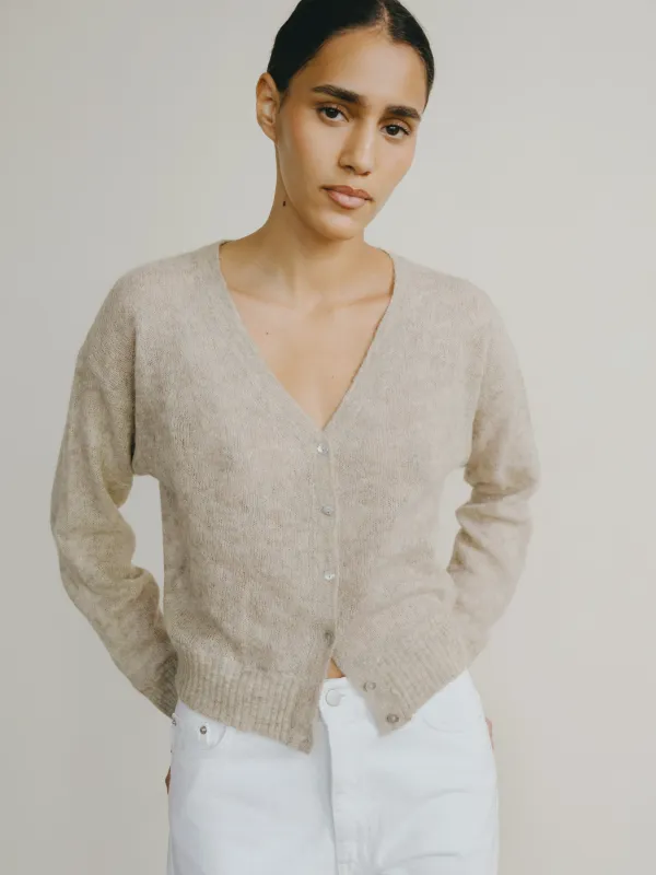 Perla Cardi, Sheer Alpaca Blend, Oatmeal sold by Ozma