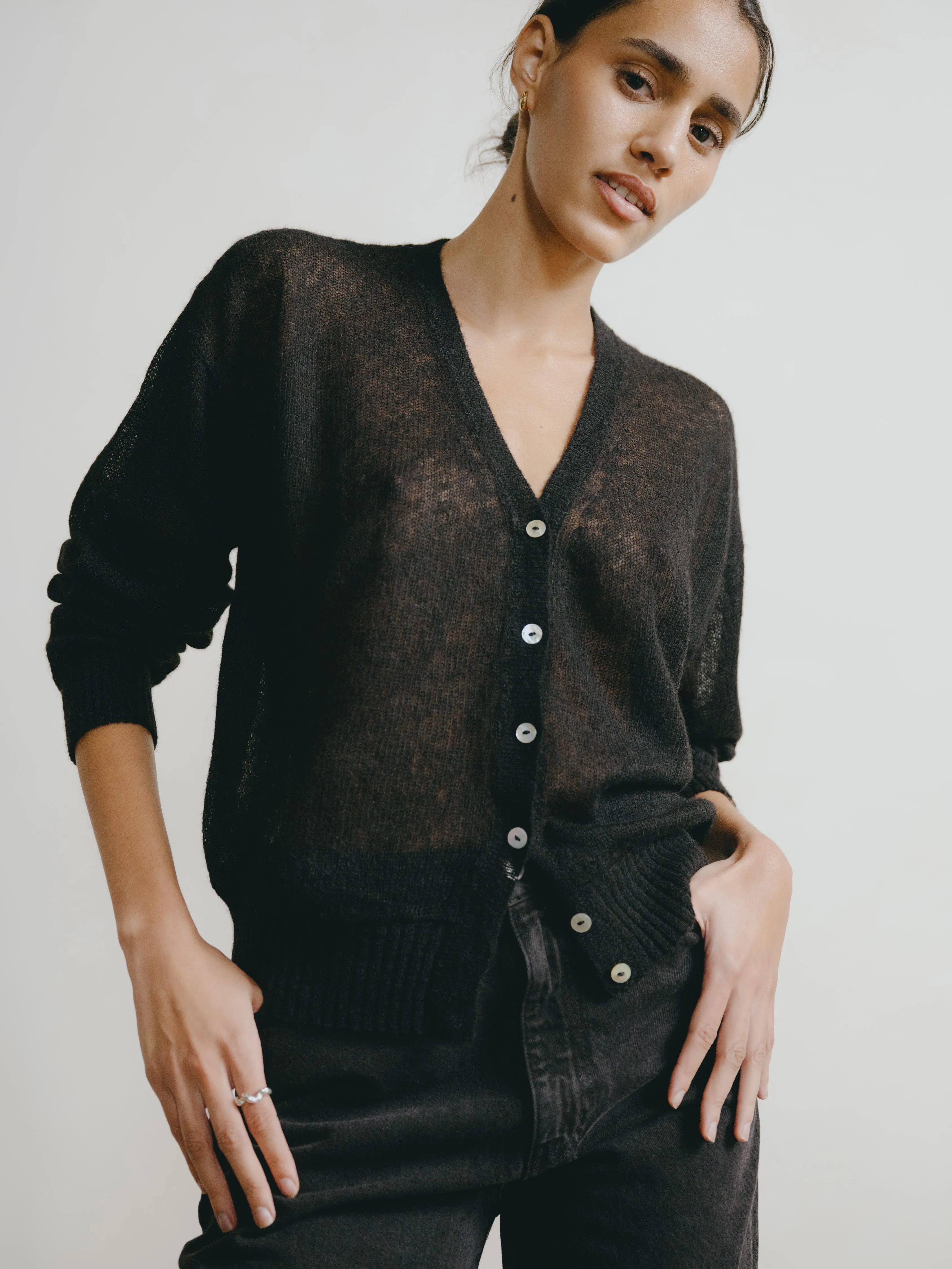 Perla Cardi, Sheer Alpaca Blend, Black sold by Ozma product image thumbnail 4