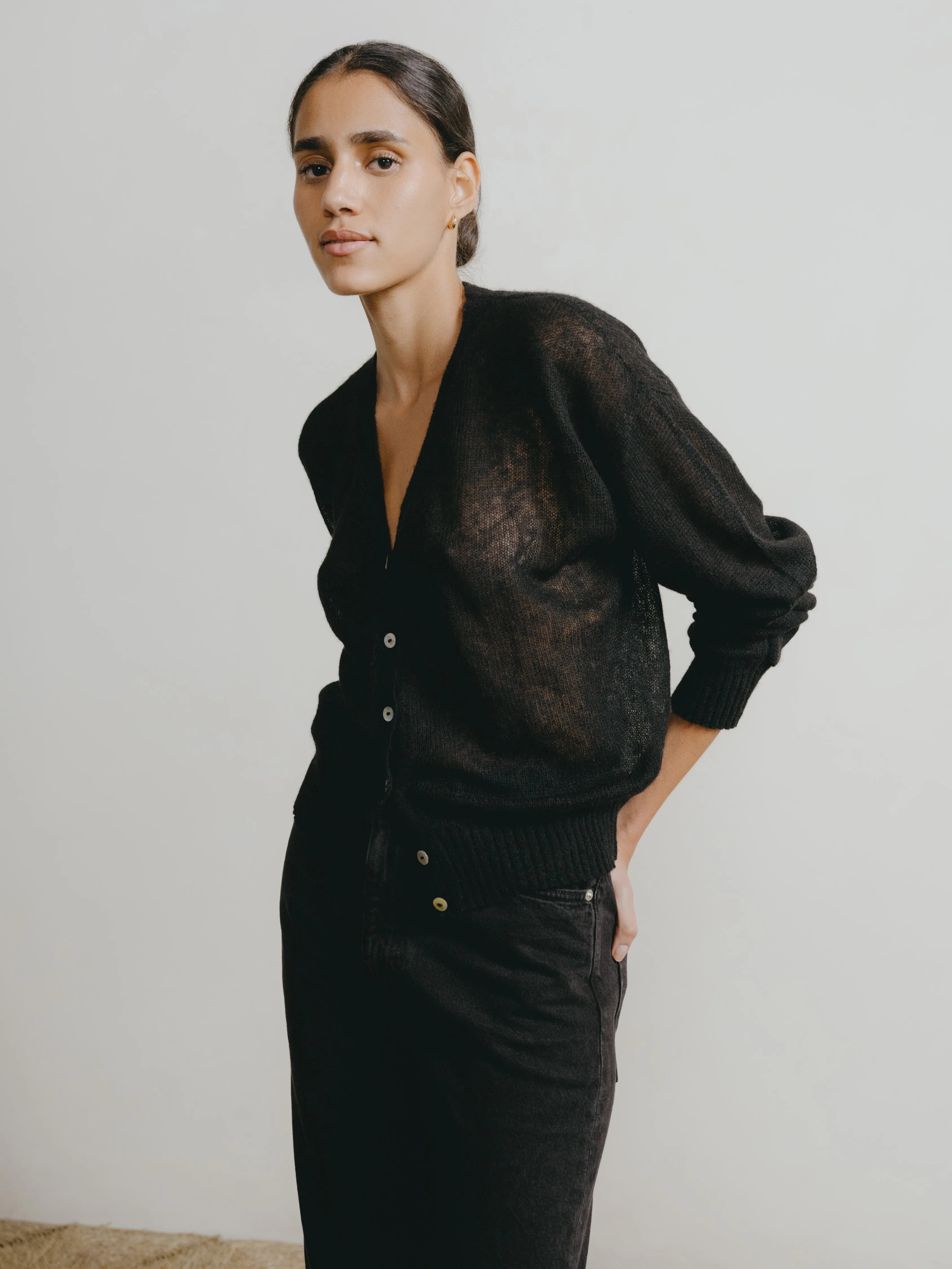 Perla Cardi, Sheer Alpaca Blend, Black sold by Ozma product image thumbnail 2