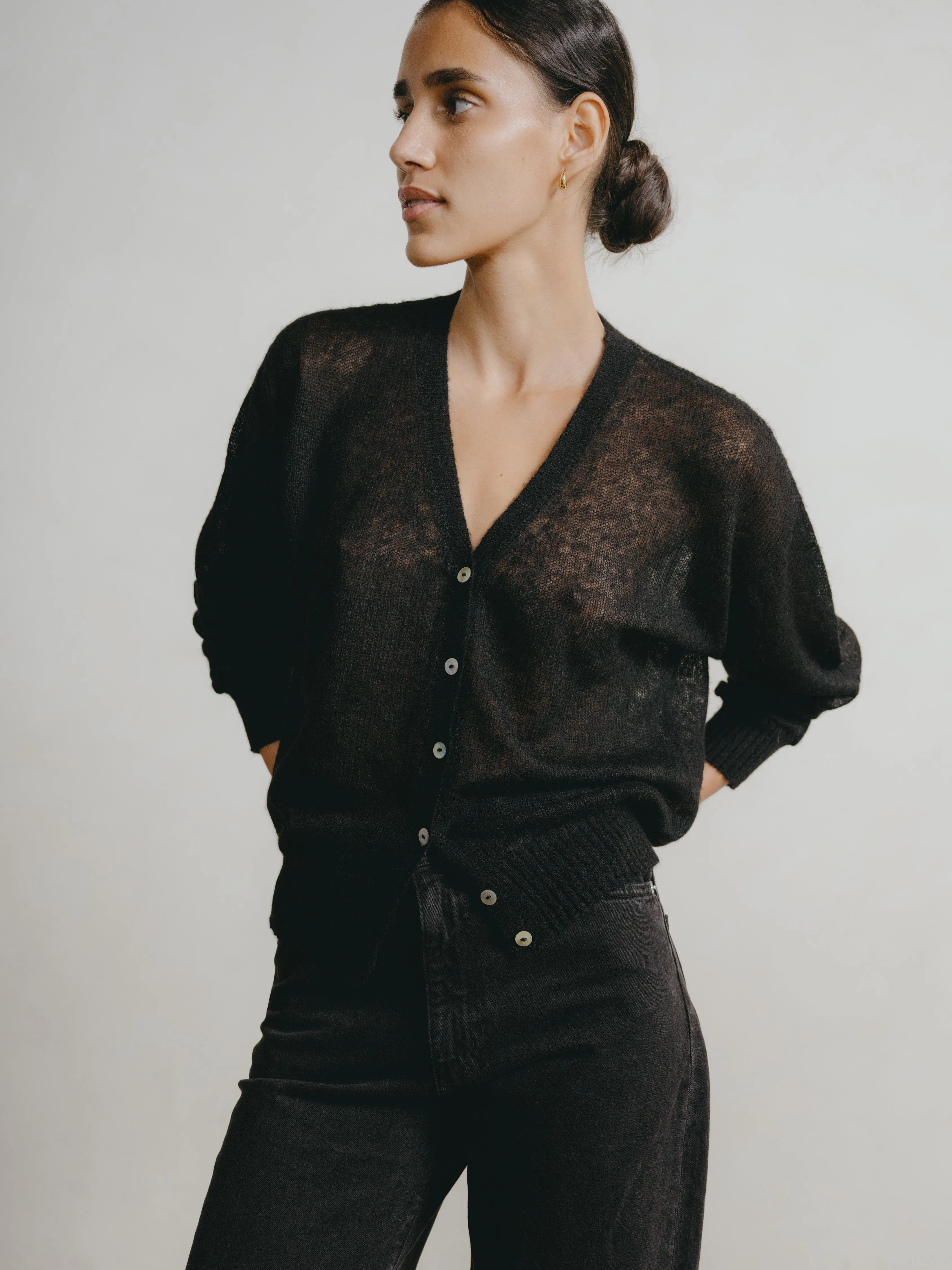 Perla Cardi, Sheer Alpaca Blend, Black sold by Ozma product image thumbnail 3