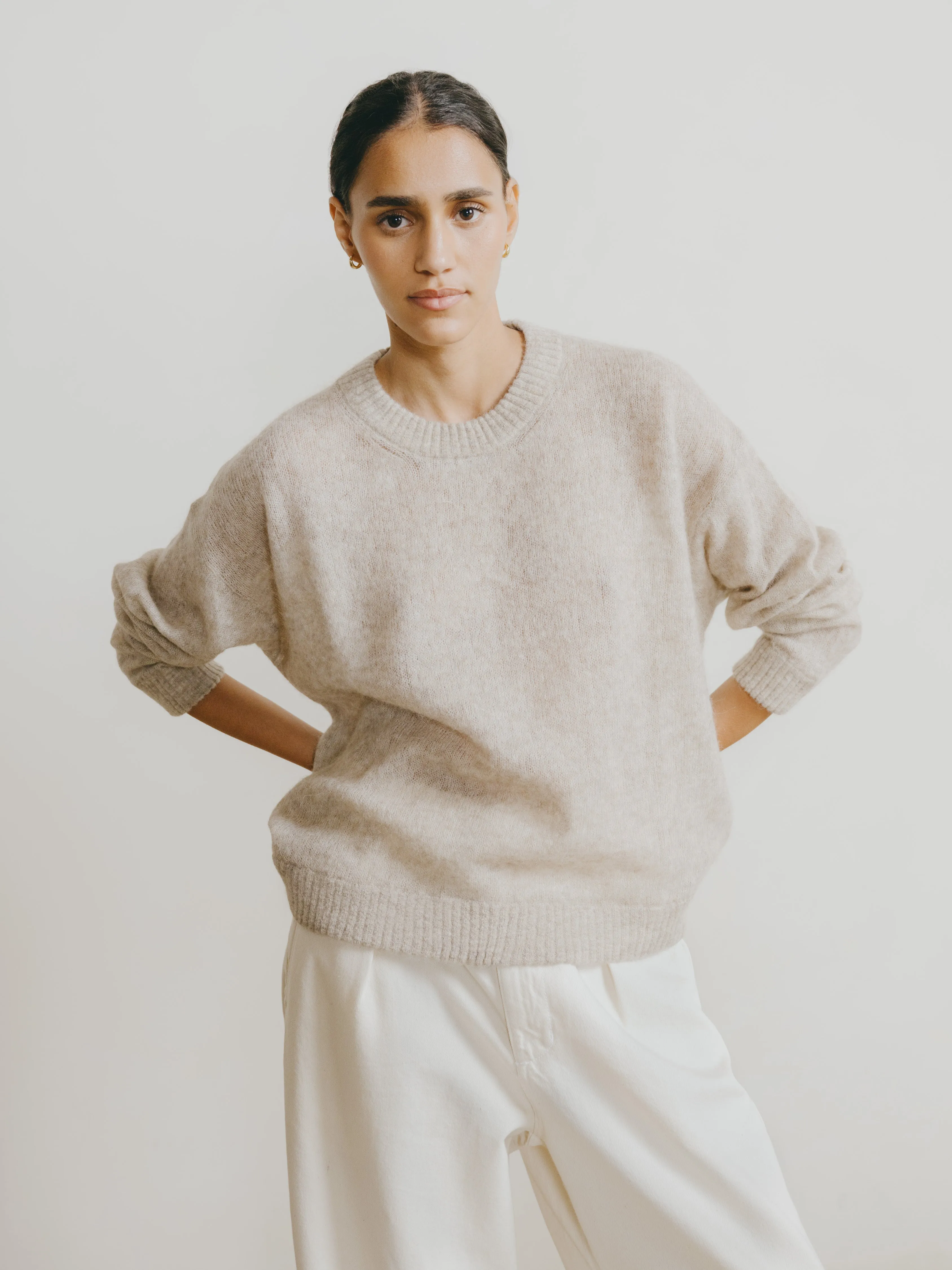 Chleo Crew, Sheer Alpaca Blend, Oatmeal sold by Ozma product image thumbnail 2