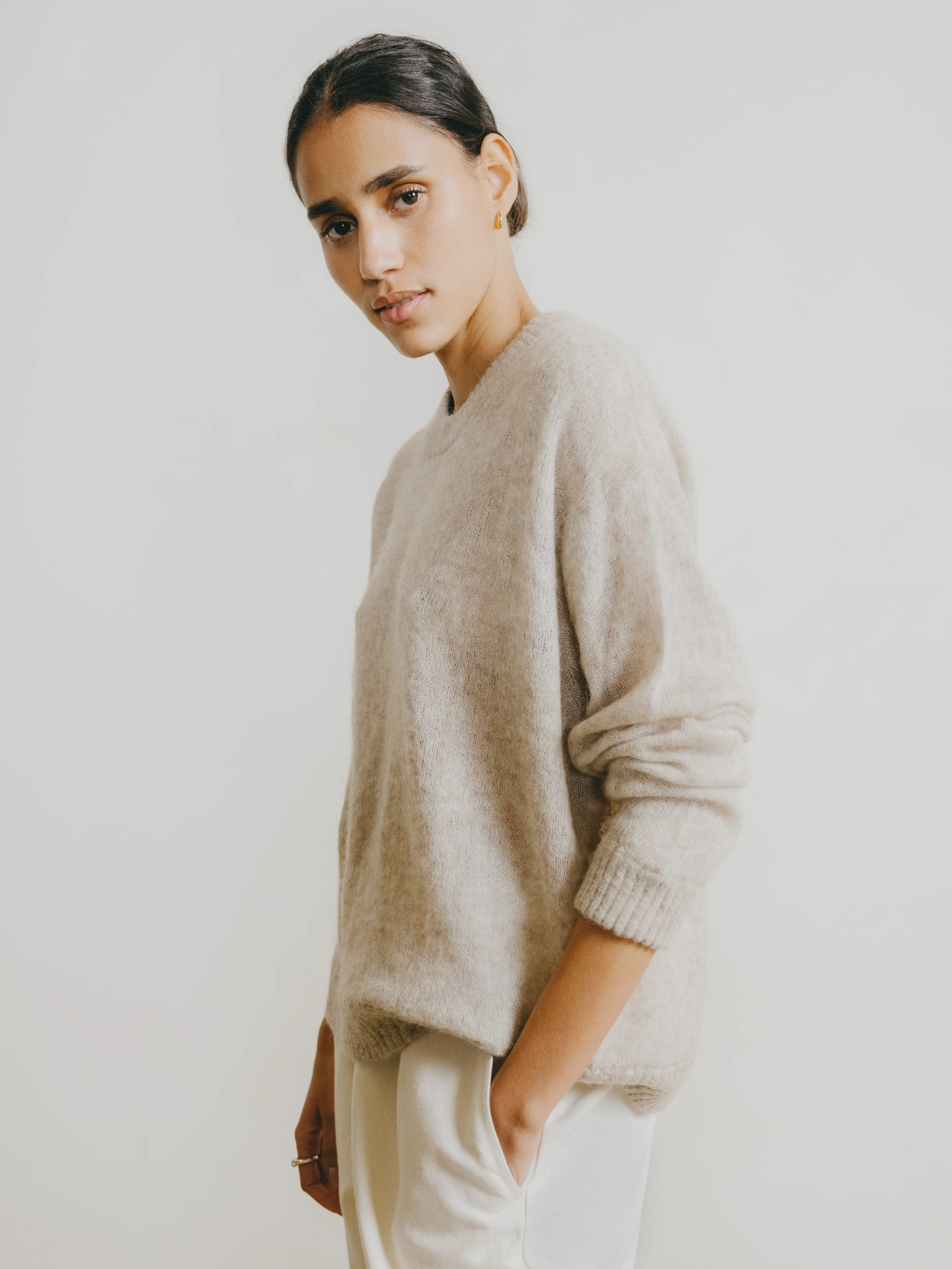 Chleo Crew, Sheer Alpaca Blend, Oatmeal sold by Ozma product image thumbnail 3