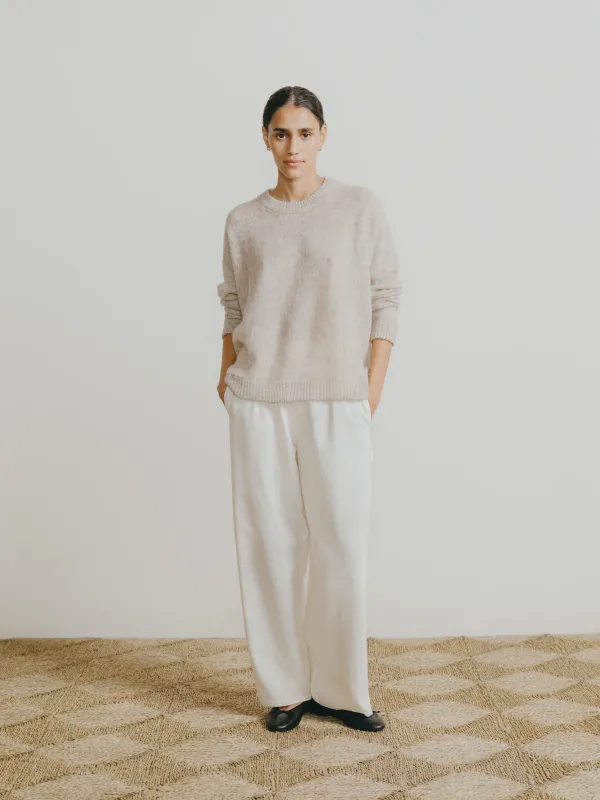 Chleo Crew, Sheer Alpaca Blend, Oatmeal sold by Ozma