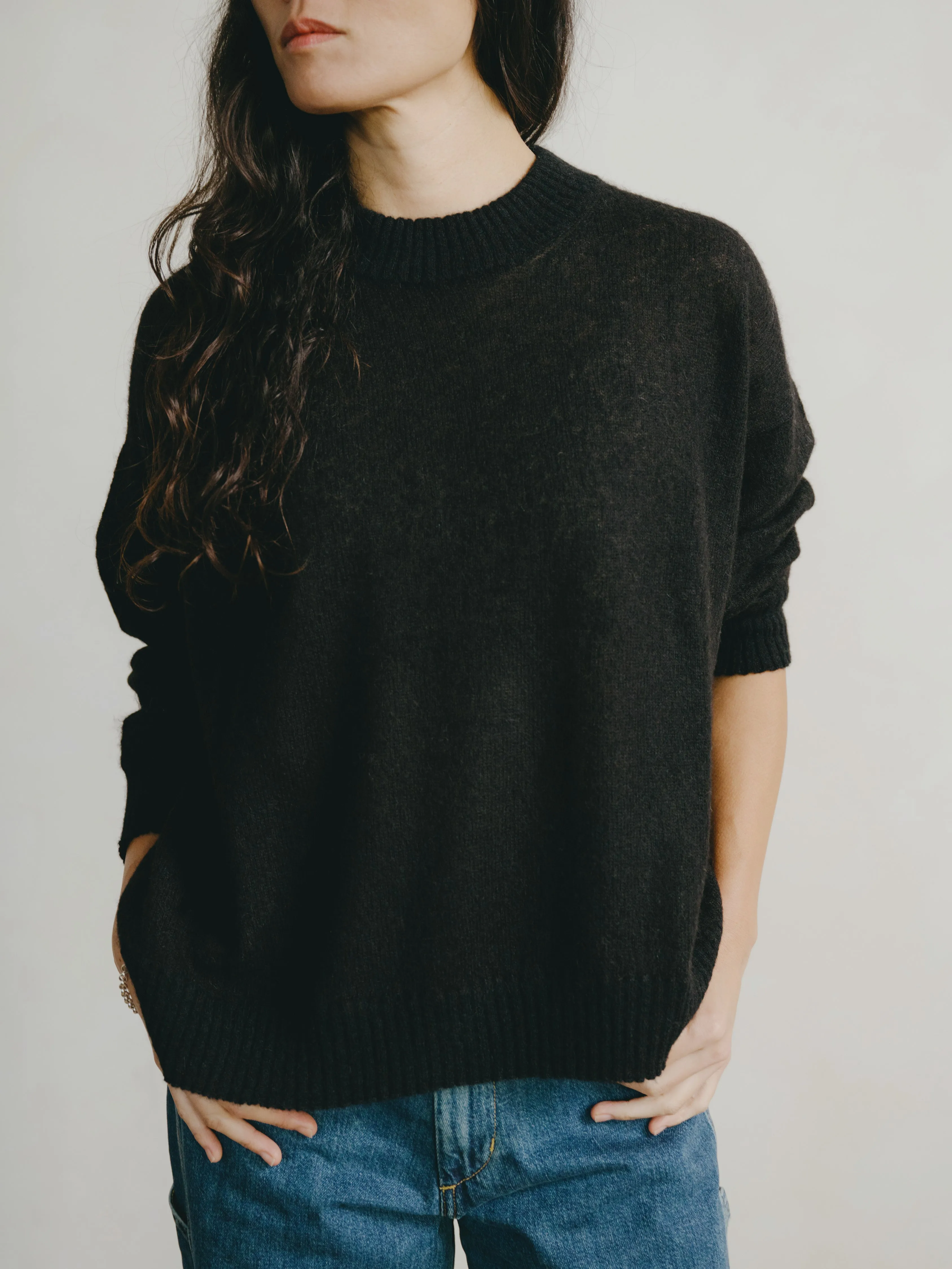 Chleo Crew, Sheer Alpaca Blend, Black sold by Ozma product image thumbnail 2