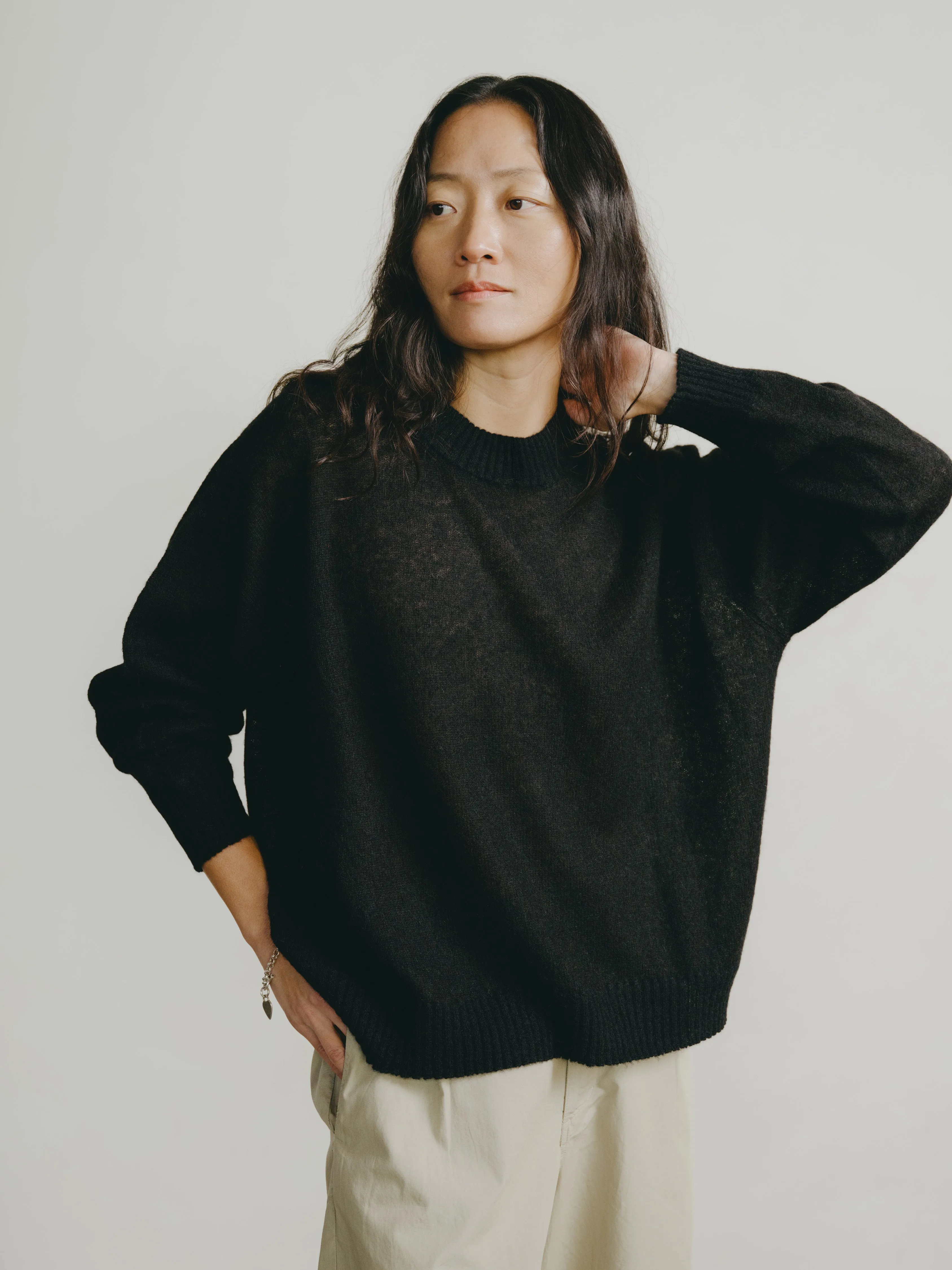 Chleo Crew, Sheer Alpaca Blend, Black sold by Ozma product image thumbnail 4