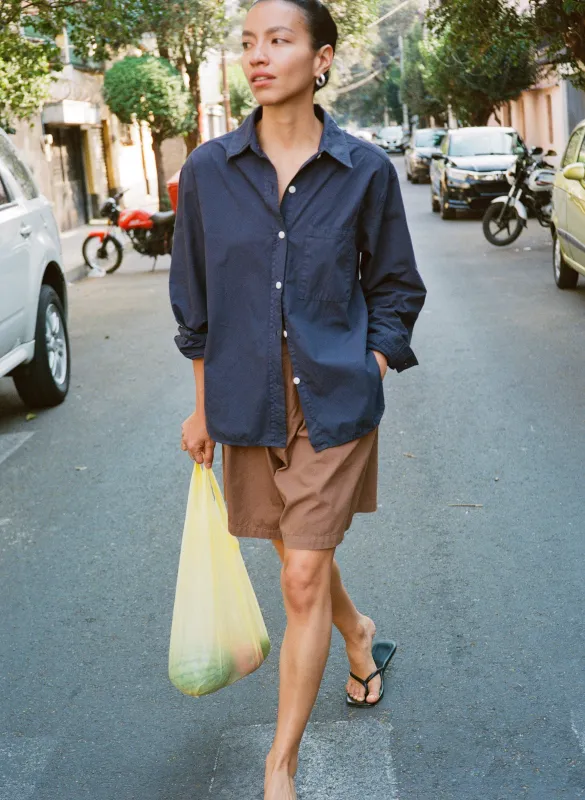 Marcie Shirt, Organic Poplin, Navy made by Ozma