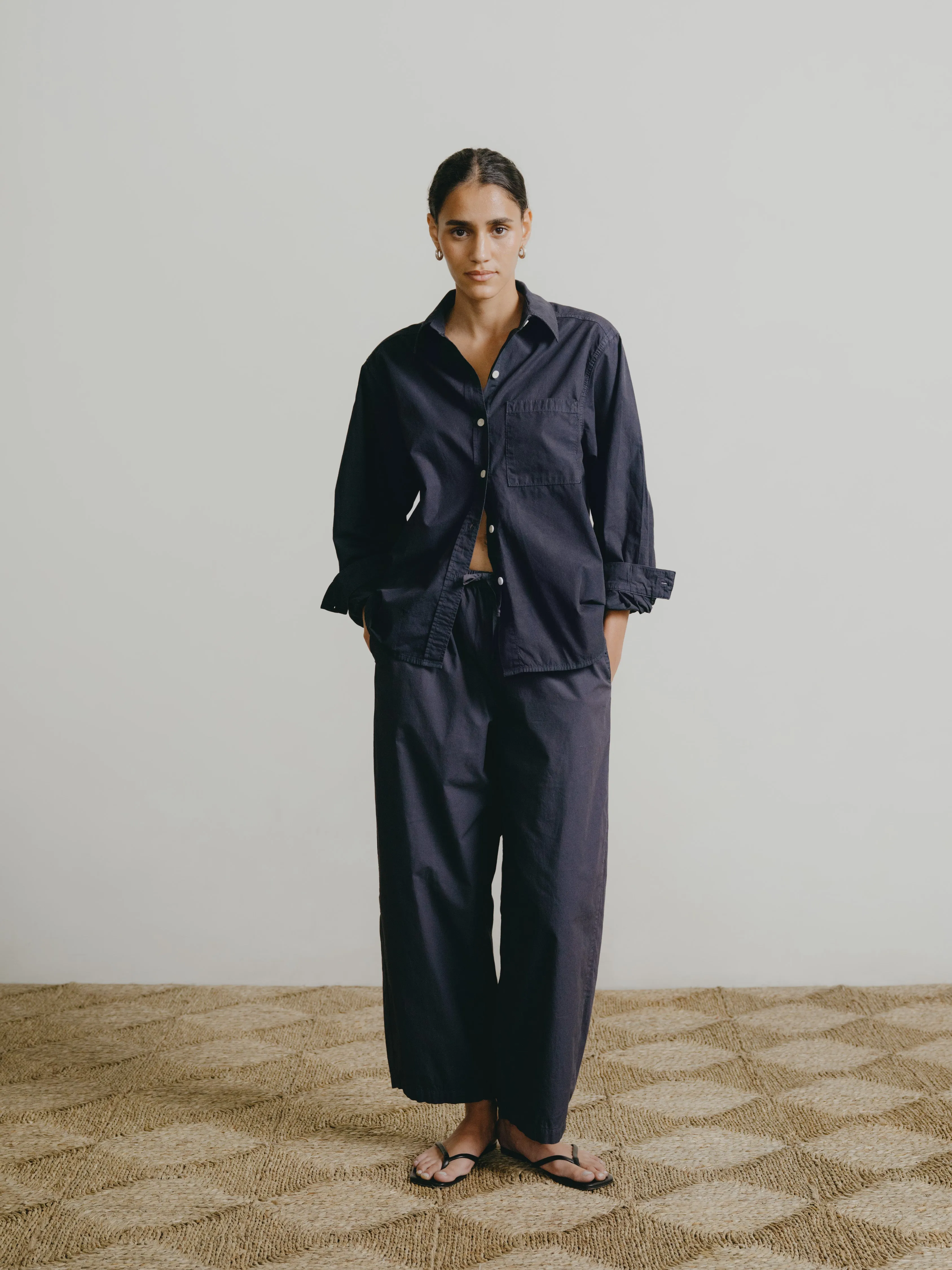 Marcie Shirt, Organic Poplin, Navy sold by Ozma product image thumbnail 4